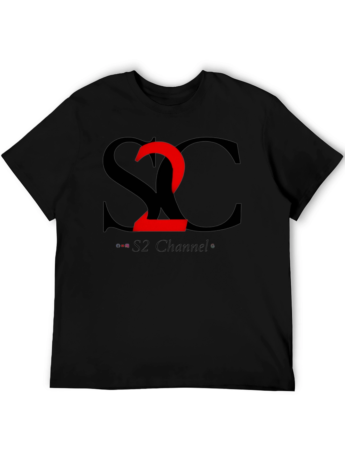 S2 Channel Black Cotton Tee - Modern Graphic Design
