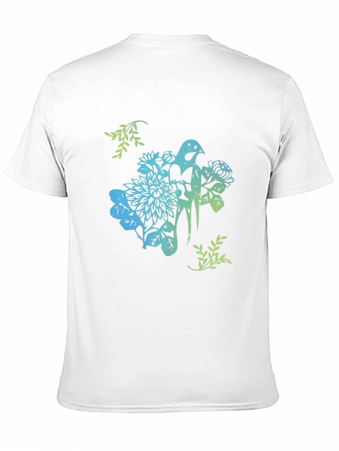 Bird & Floral Graphic Black T-Shirt