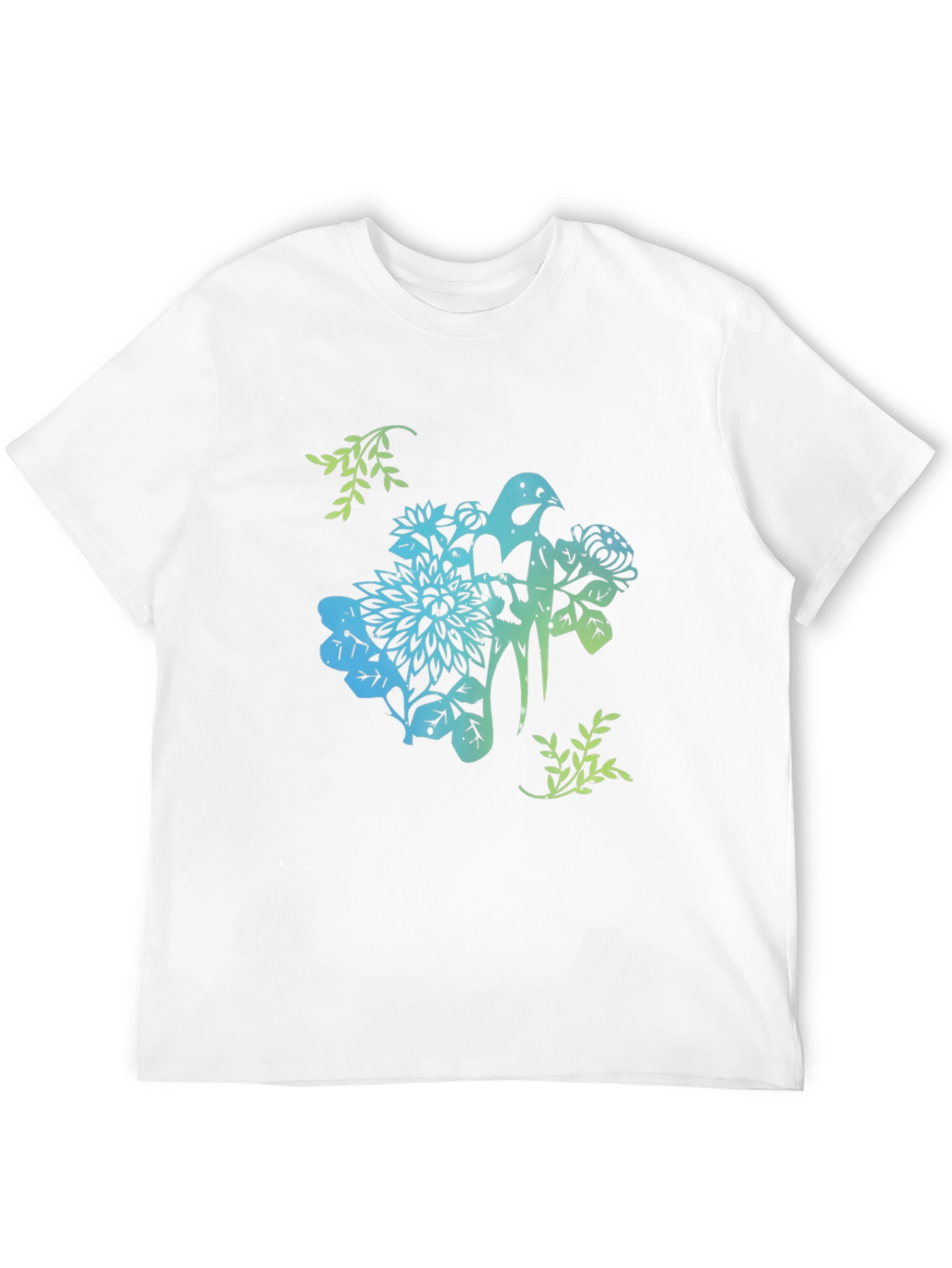 Bird & Floral Graphic Black T-Shirt