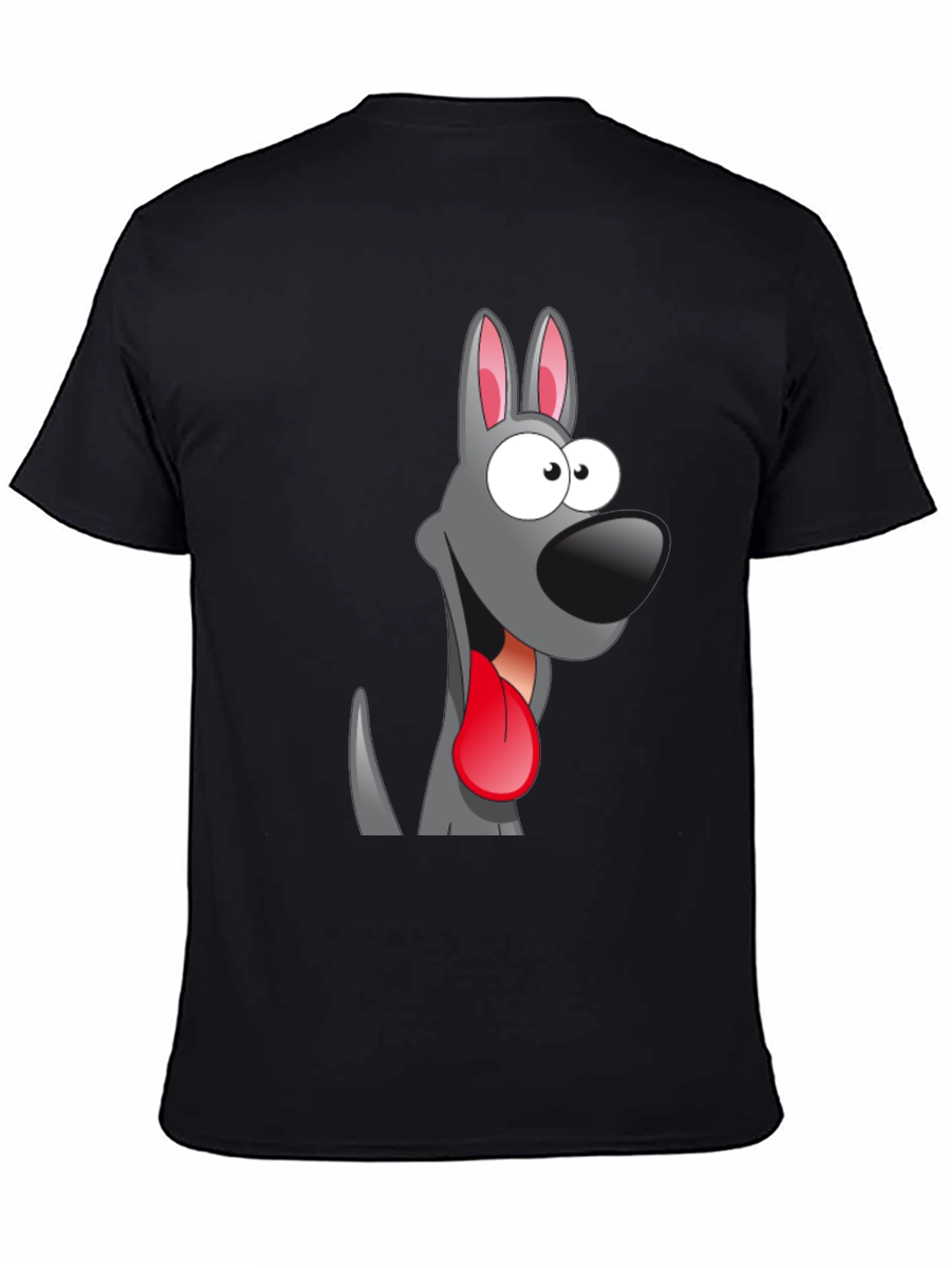 Cartoon Dog Graphic Tee - Quirky Black T-Shirt
