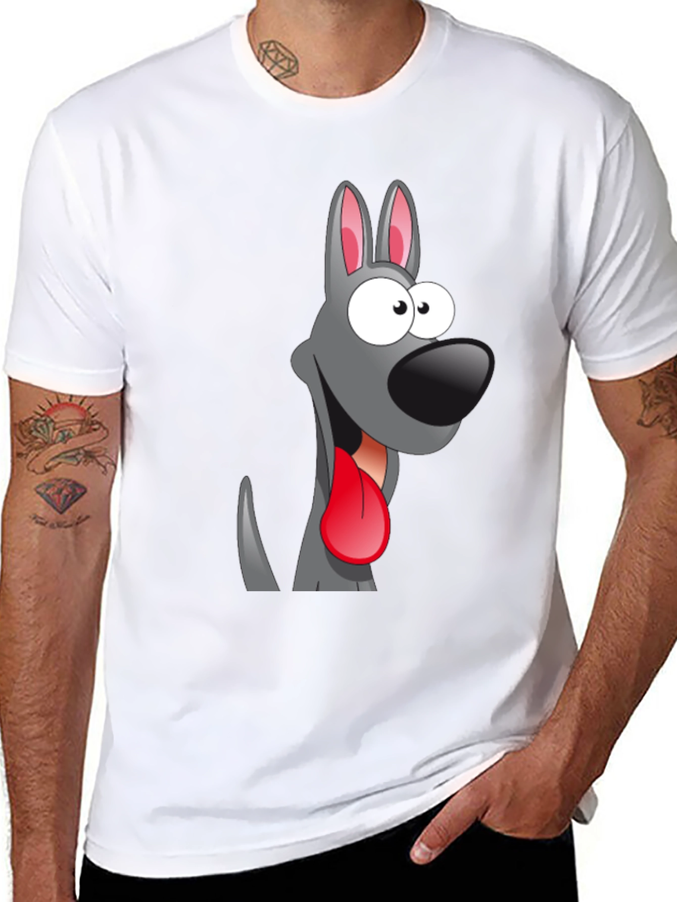 Cartoon Dog Graphic Tee - Quirky Black T-Shirt
