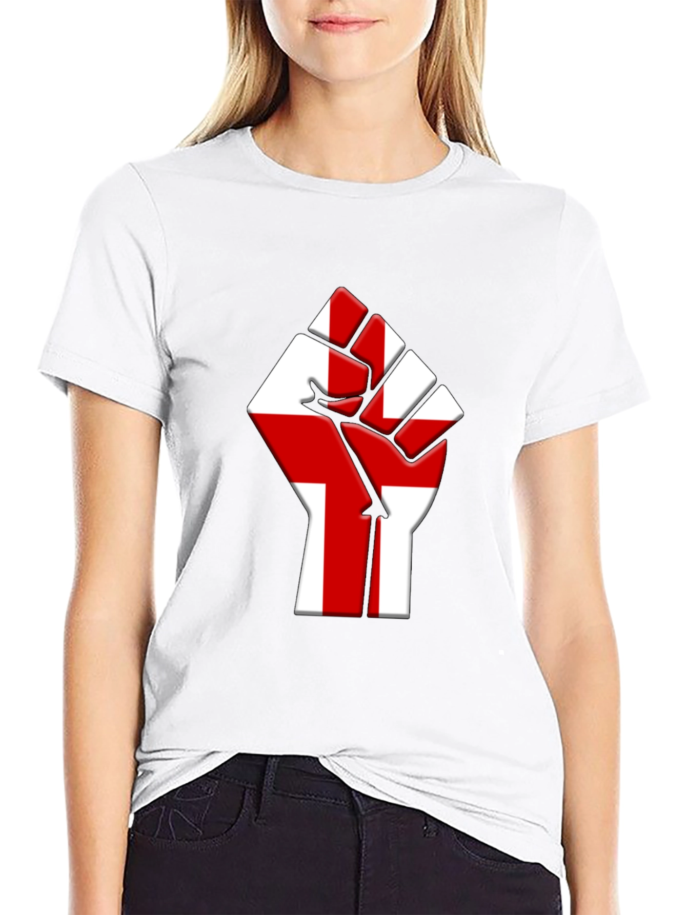 England Flag Fist T-Shirt - Black Cotton Tee