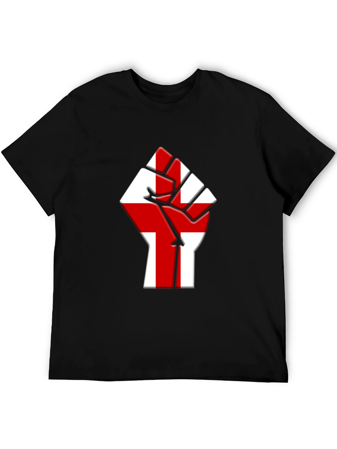 England Flag Fist T-Shirt - Black Cotton Tee