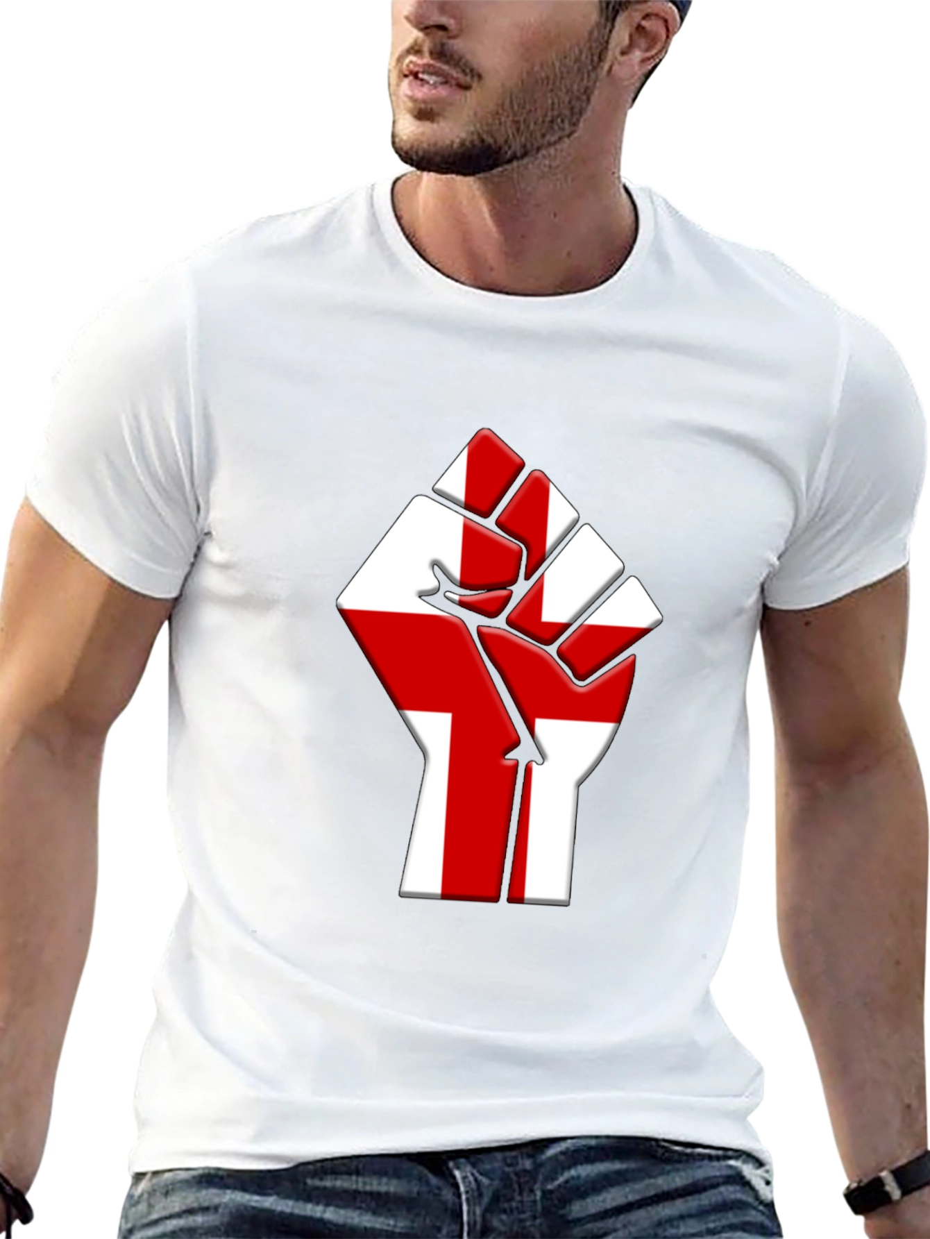 England Flag Fist T-Shirt - Black Cotton Tee