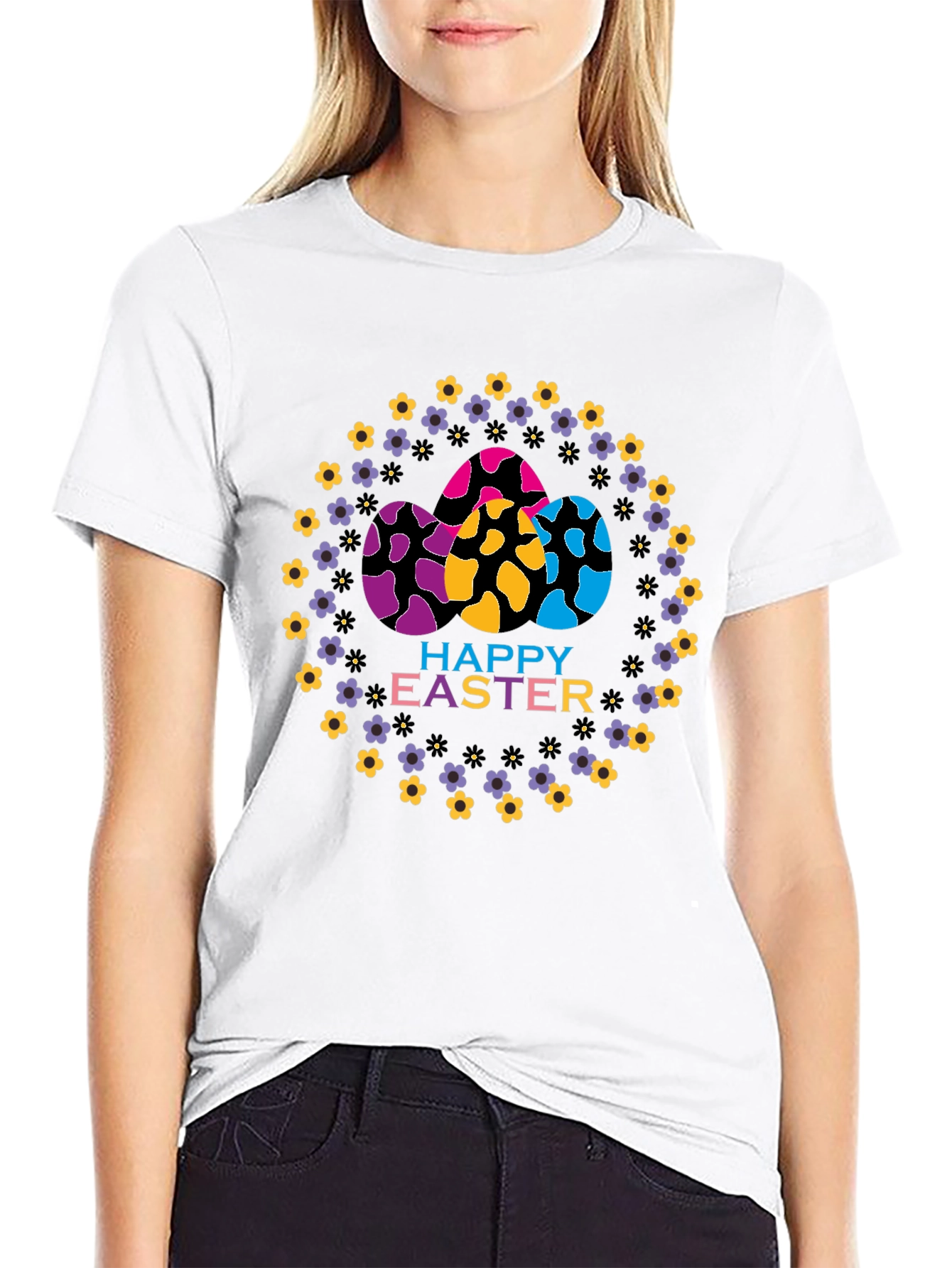 Happy Easter Egg Floral T-Shirt