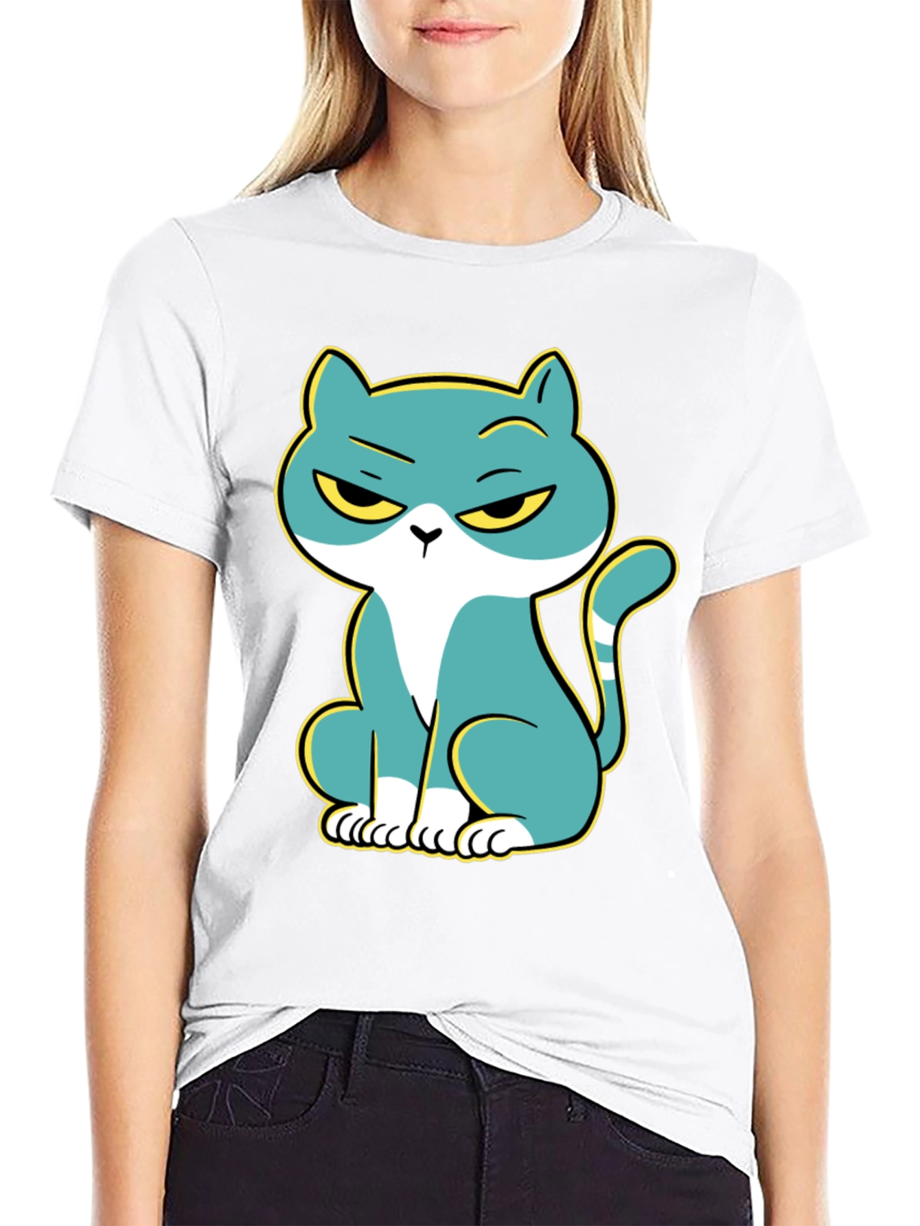 Grumpy Cat Graphic Print Black T-Shirt