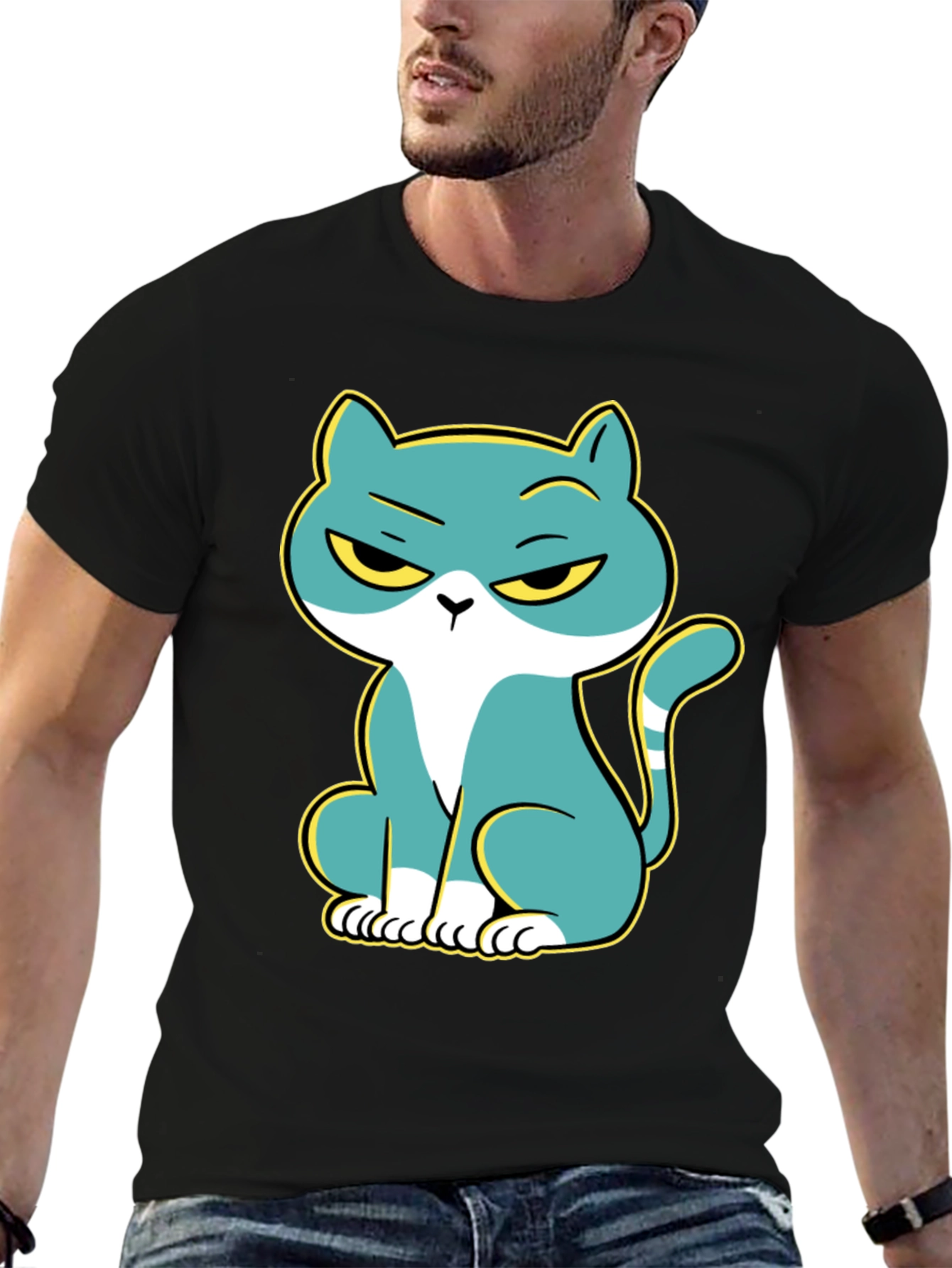 Grumpy Cat Graphic Print Black T-Shirt