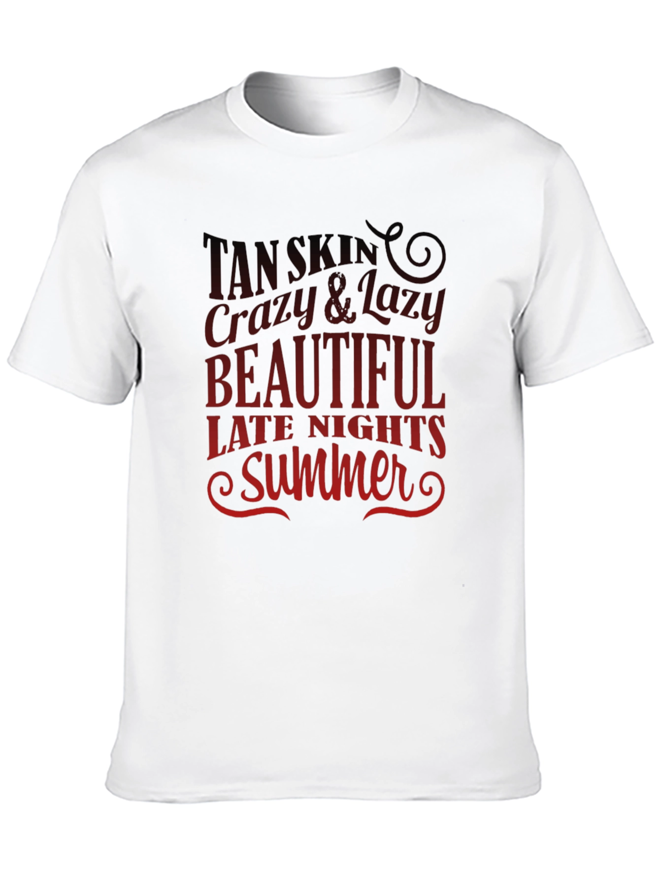 Tan Skin Crazy Lazy Beautiful Summer Black T-Shirt