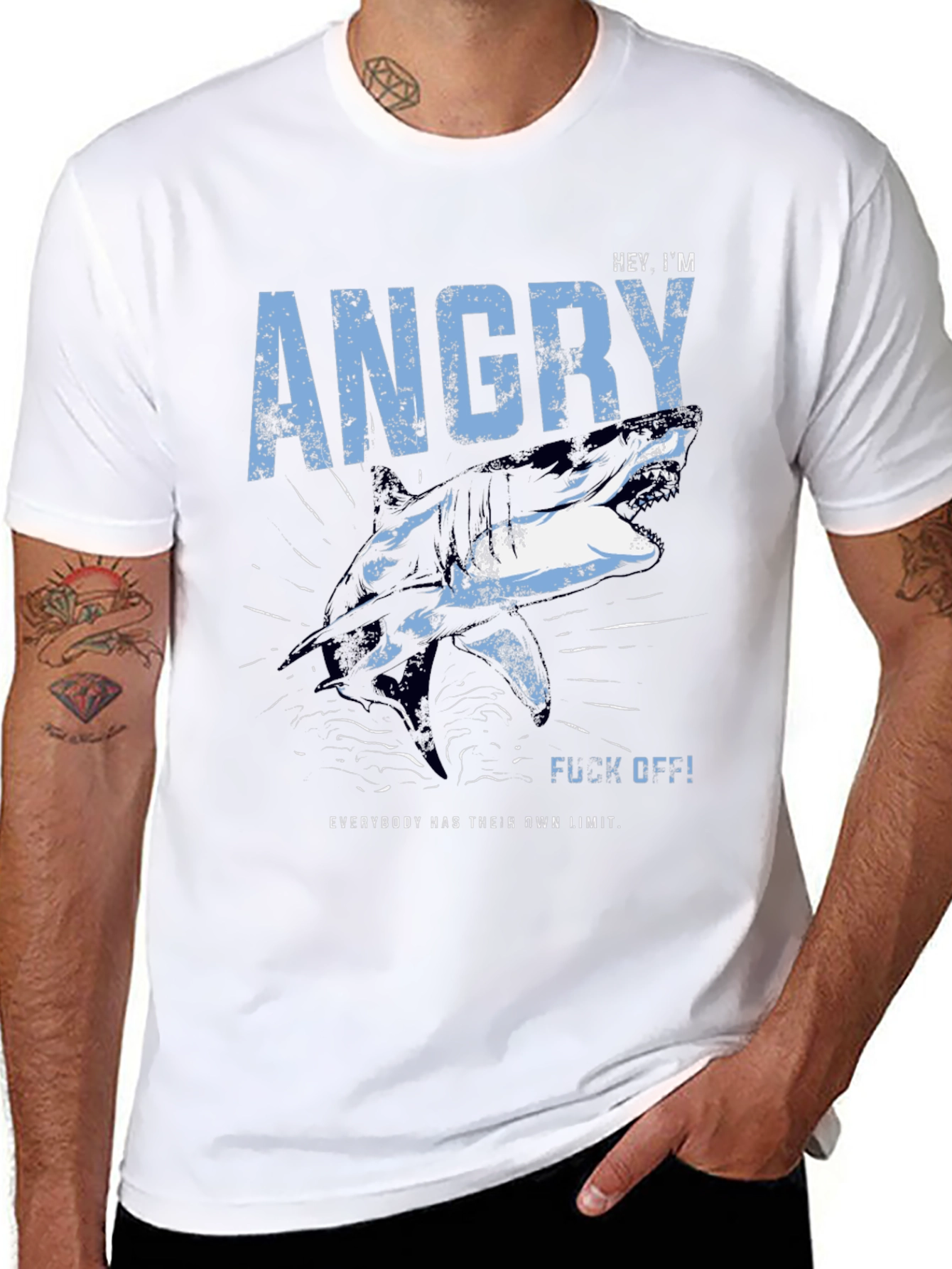 Angry Shark Graphic T-Shirt - Mens Black Tee