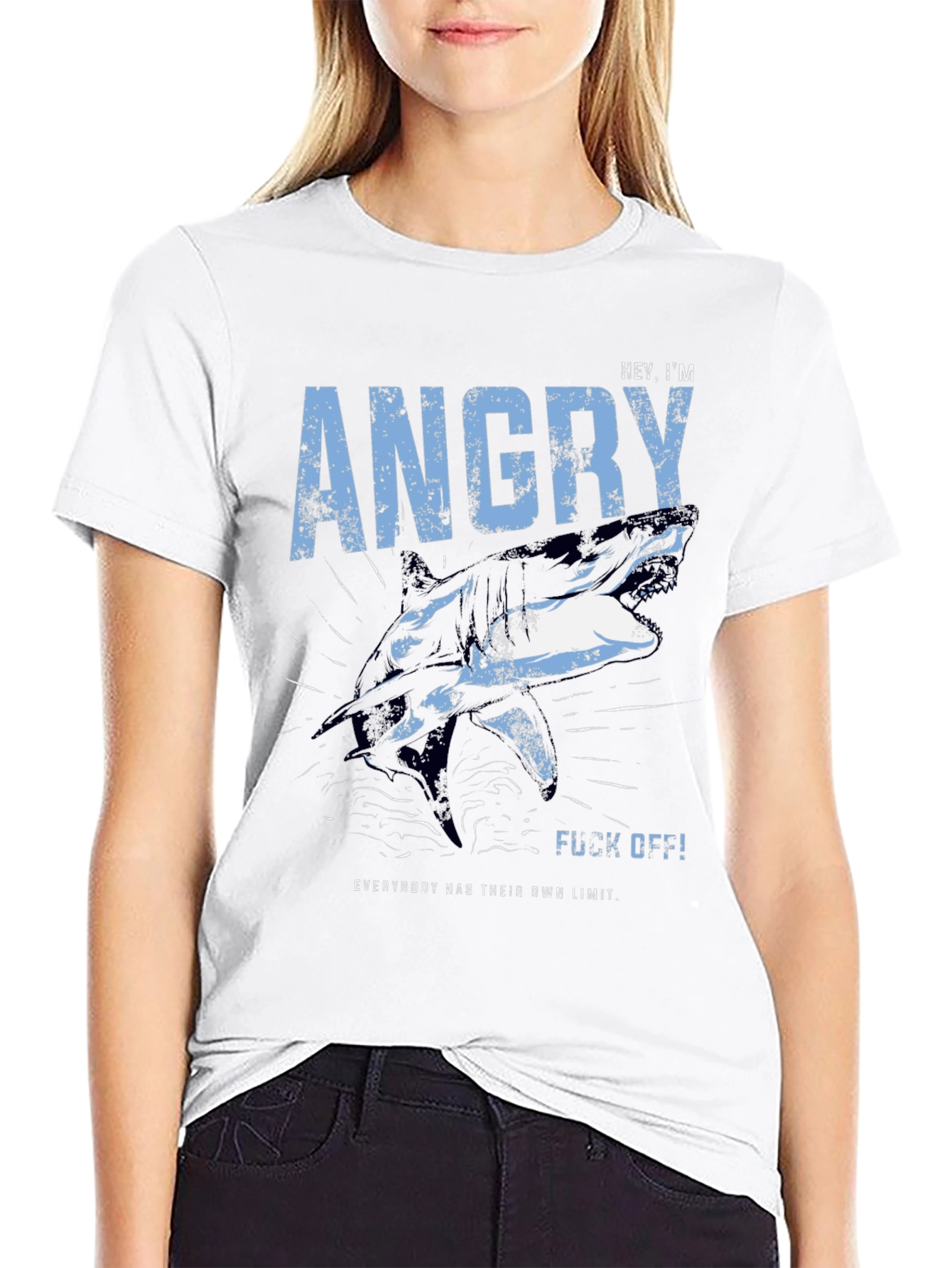Angry Shark Graphic T-Shirt - Mens Black Tee