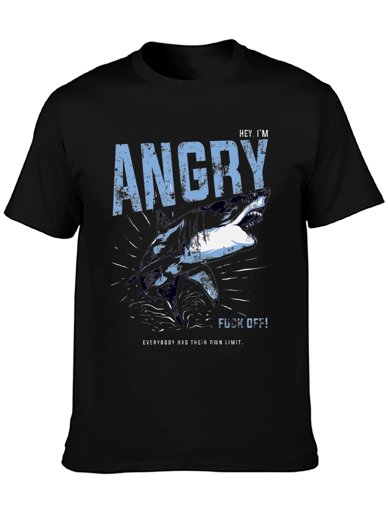 Angry Shark Graphic T-Shirt - Mens Black Tee