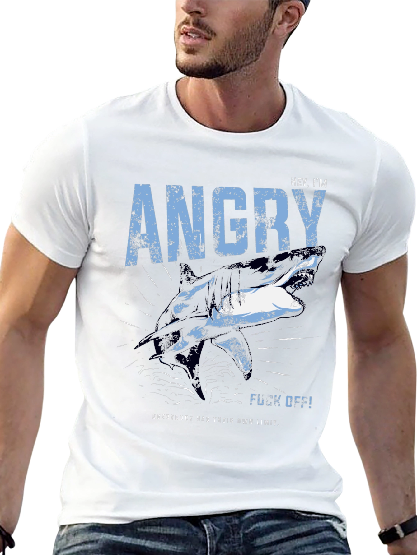 Angry Shark Graphic T-Shirt - Mens Black Tee