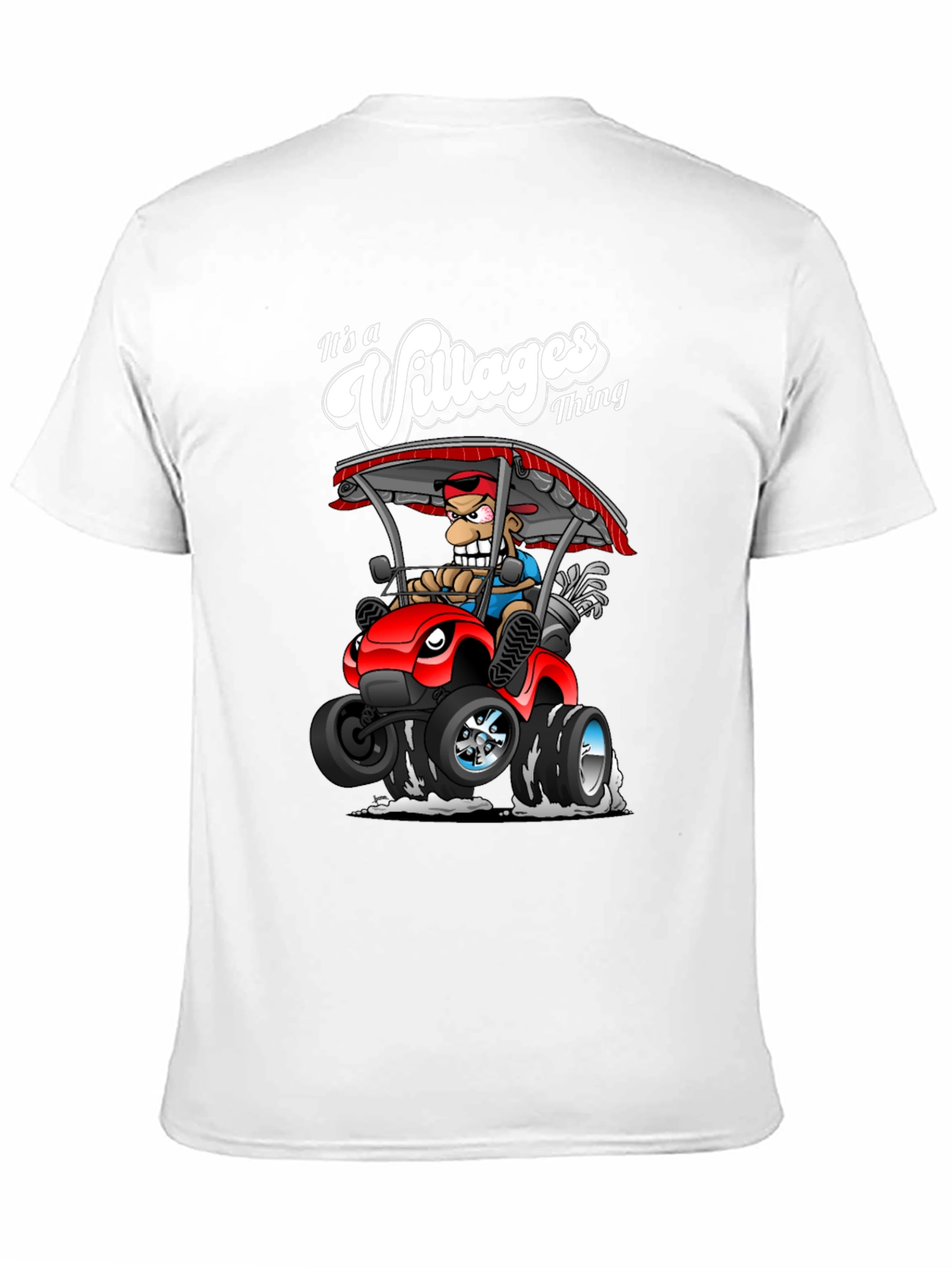 Villages Thing Cartoon Graphic Tee - Golf Cart Design