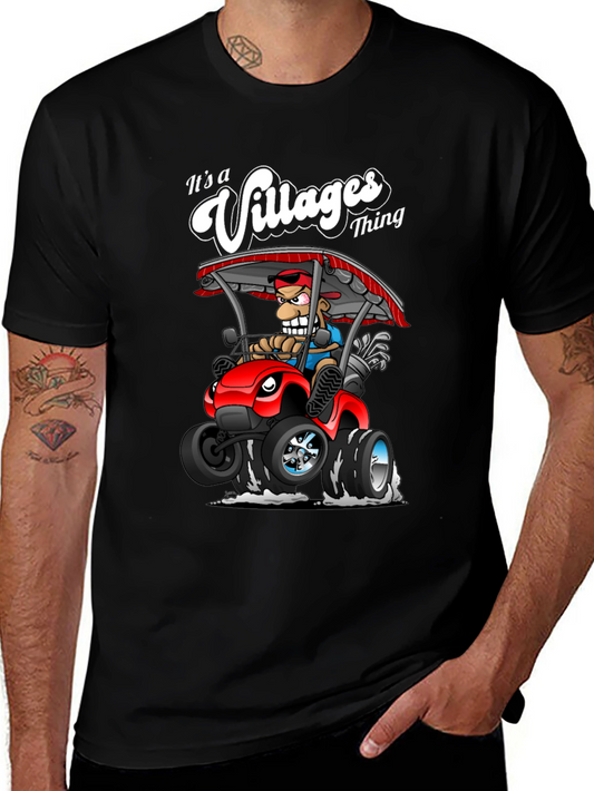 Villages Thing Cartoon Graphic Tee - Golf Cart Design