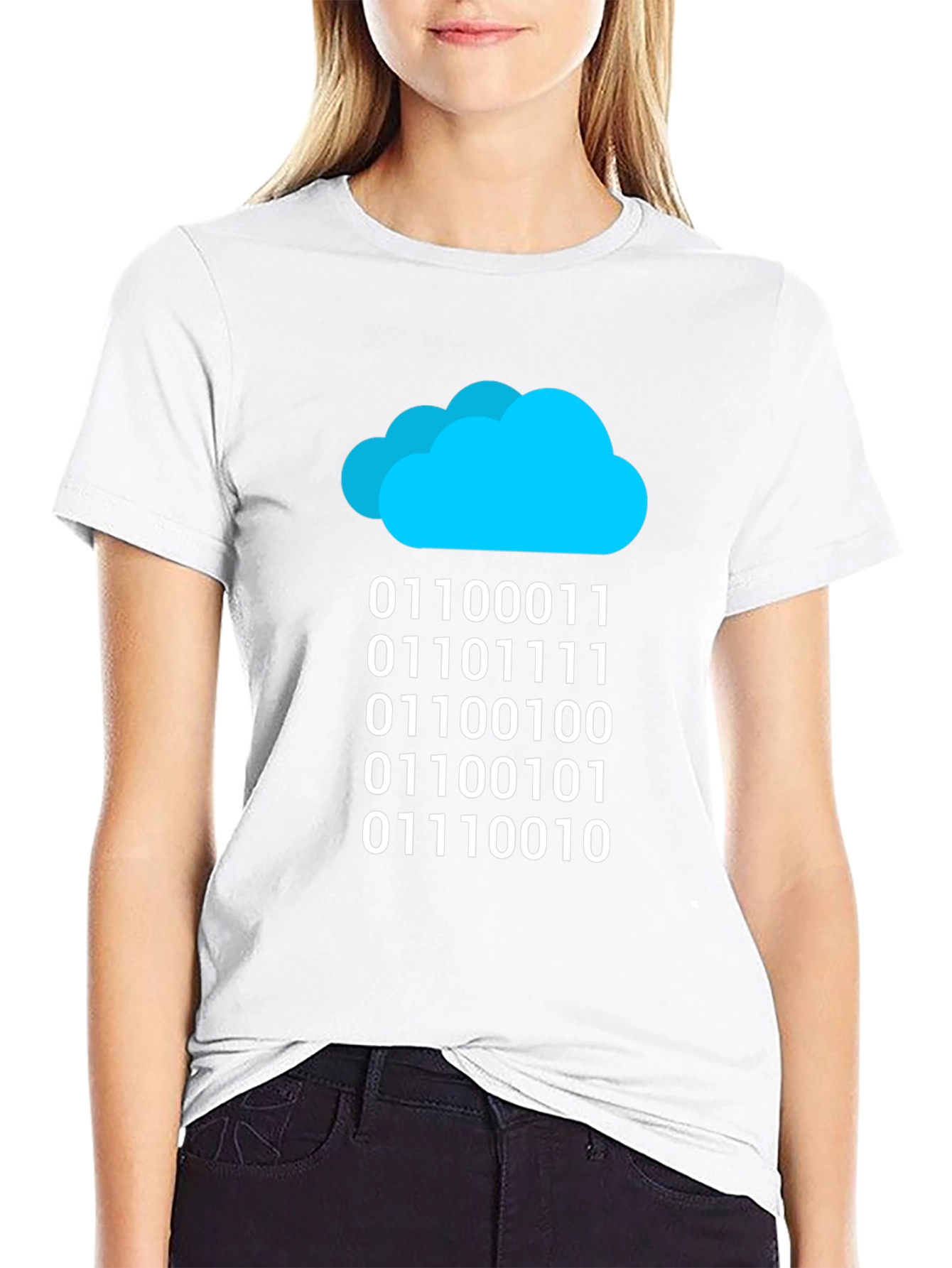 Cloud Binary Code T-Shirt - Data Geek Style