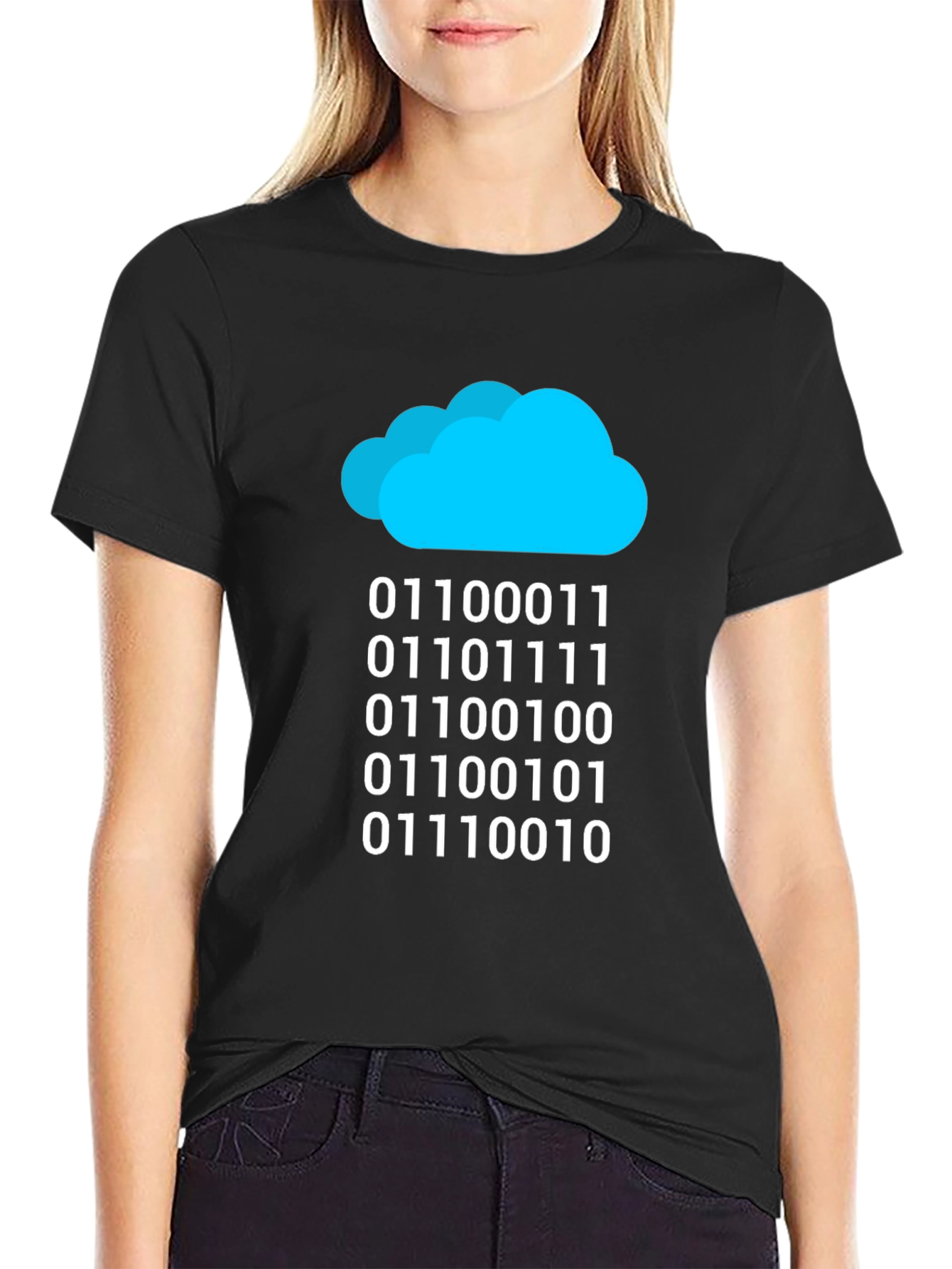 Cloud Binary Code T-Shirt - Data Geek Style