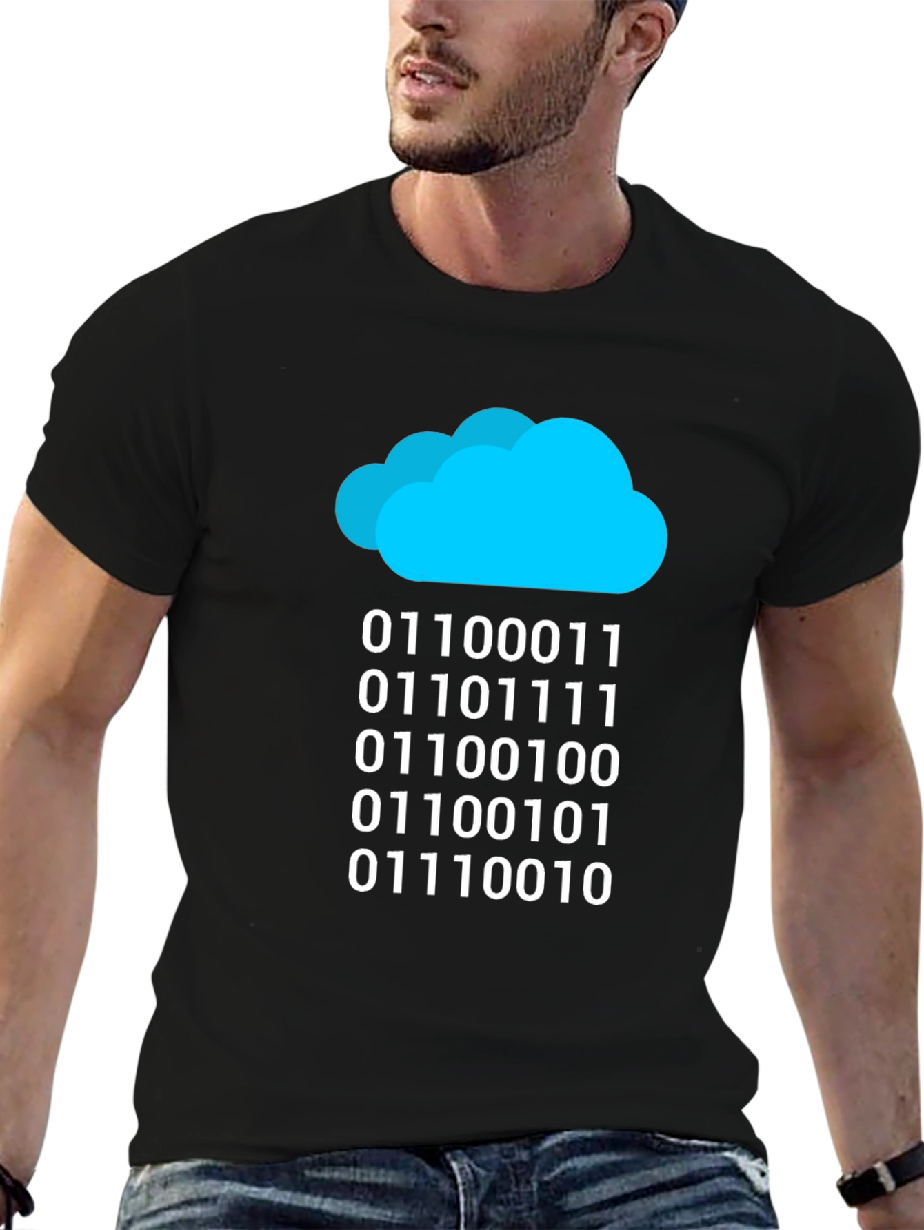 Cloud Binary Code T-Shirt - Data Geek Style