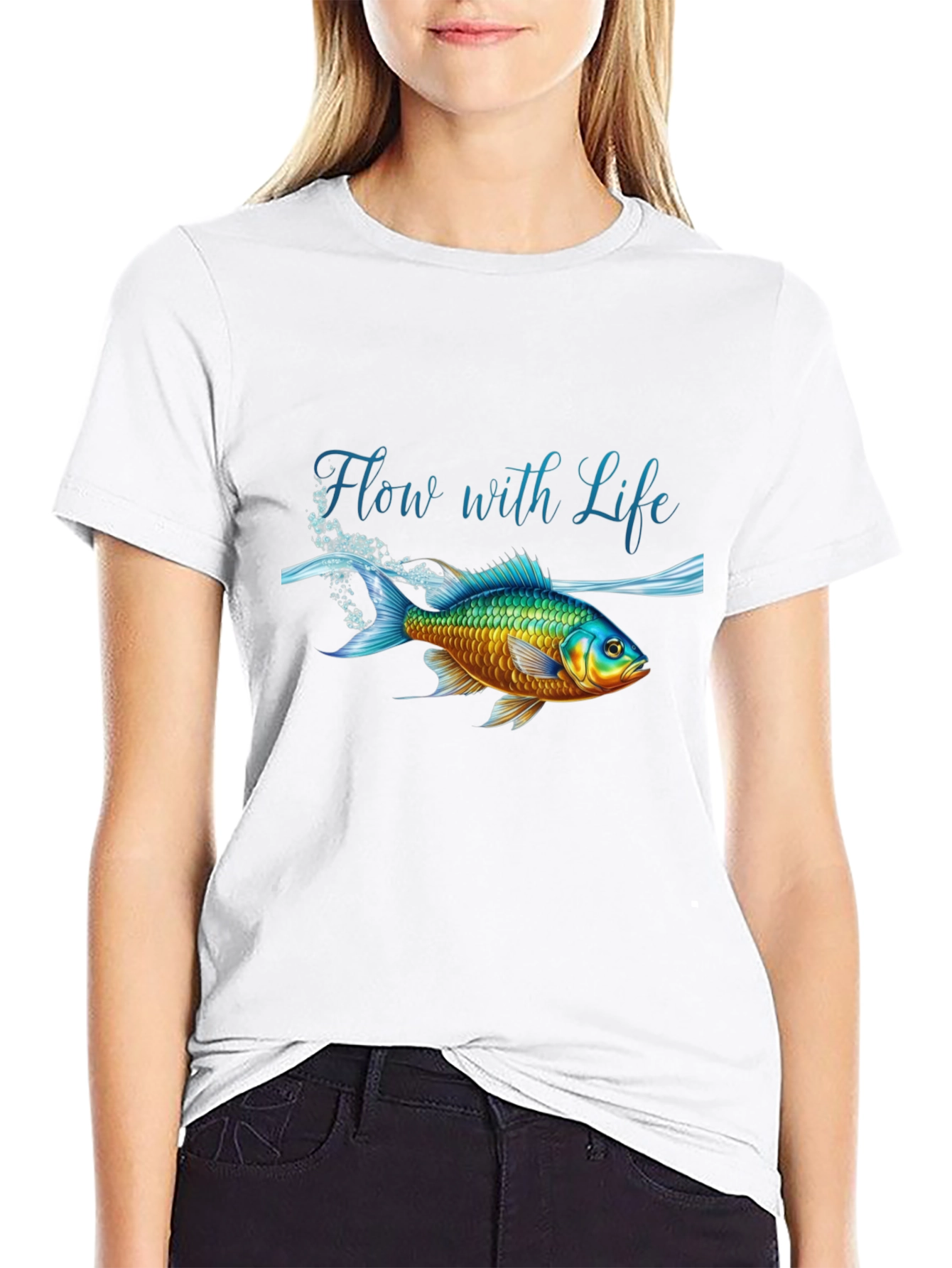 Flow With Life Fish Graphic T-Shirt