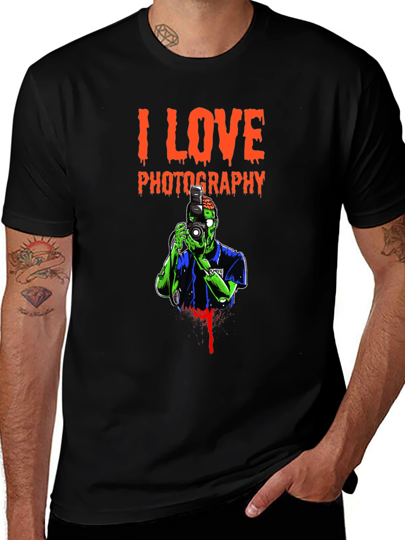 I Love Photography Zombie Graphic T-Shirt