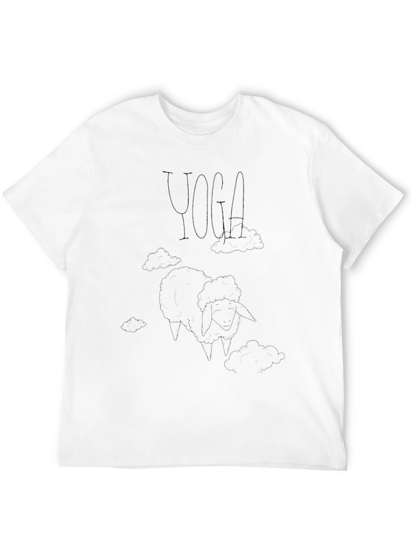 Yoga Sheep T-Shirt - Black Cotton Blend Relaxed Fit
