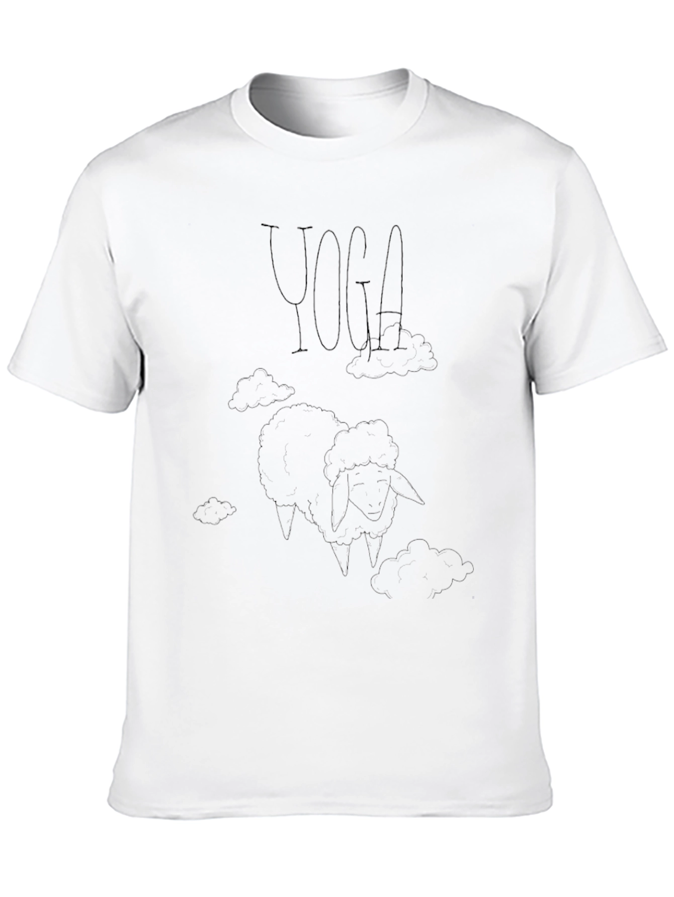 Yoga Sheep T-Shirt - Black Cotton Blend Relaxed Fit