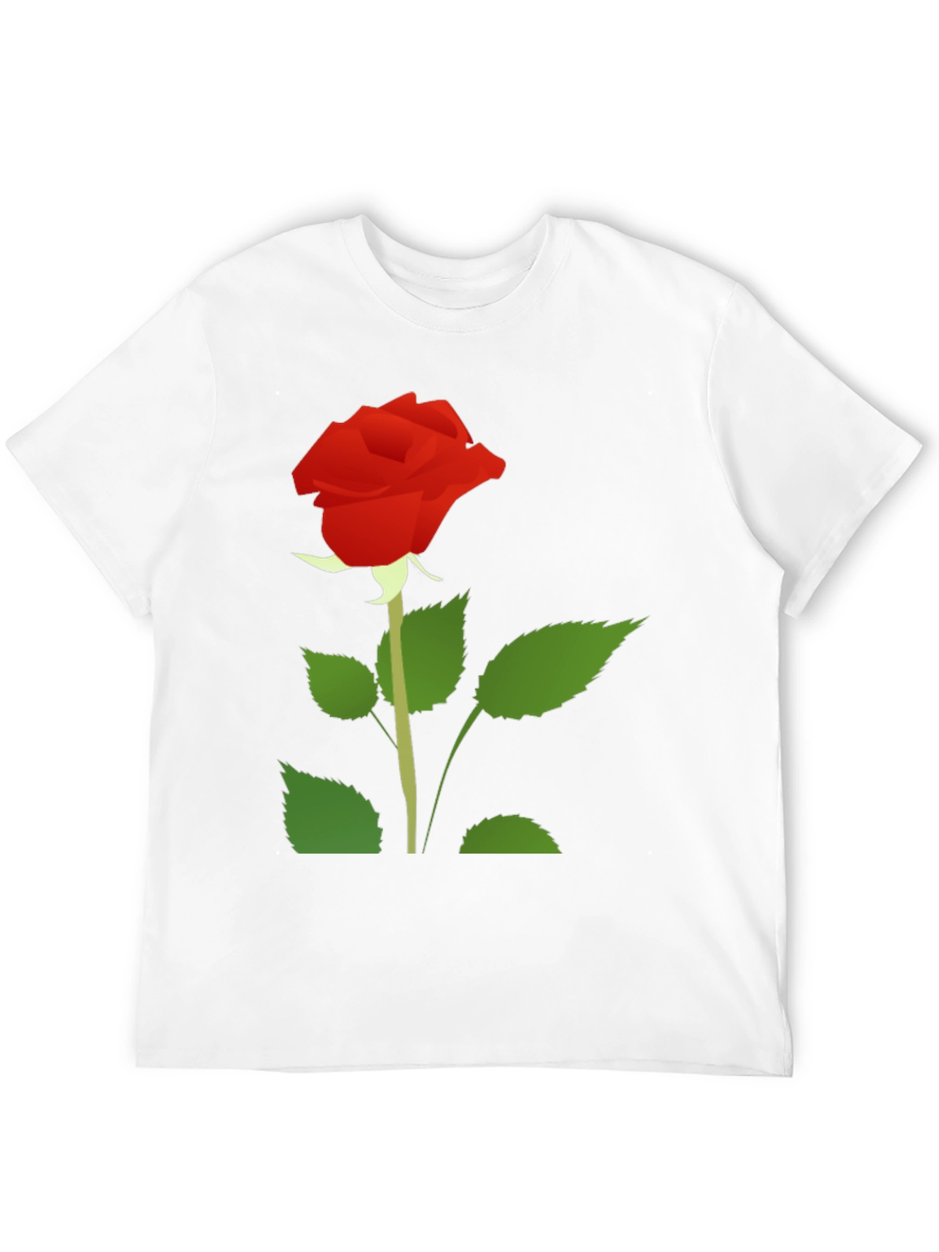 Black T-Shirt with Red Rose Graphic Print