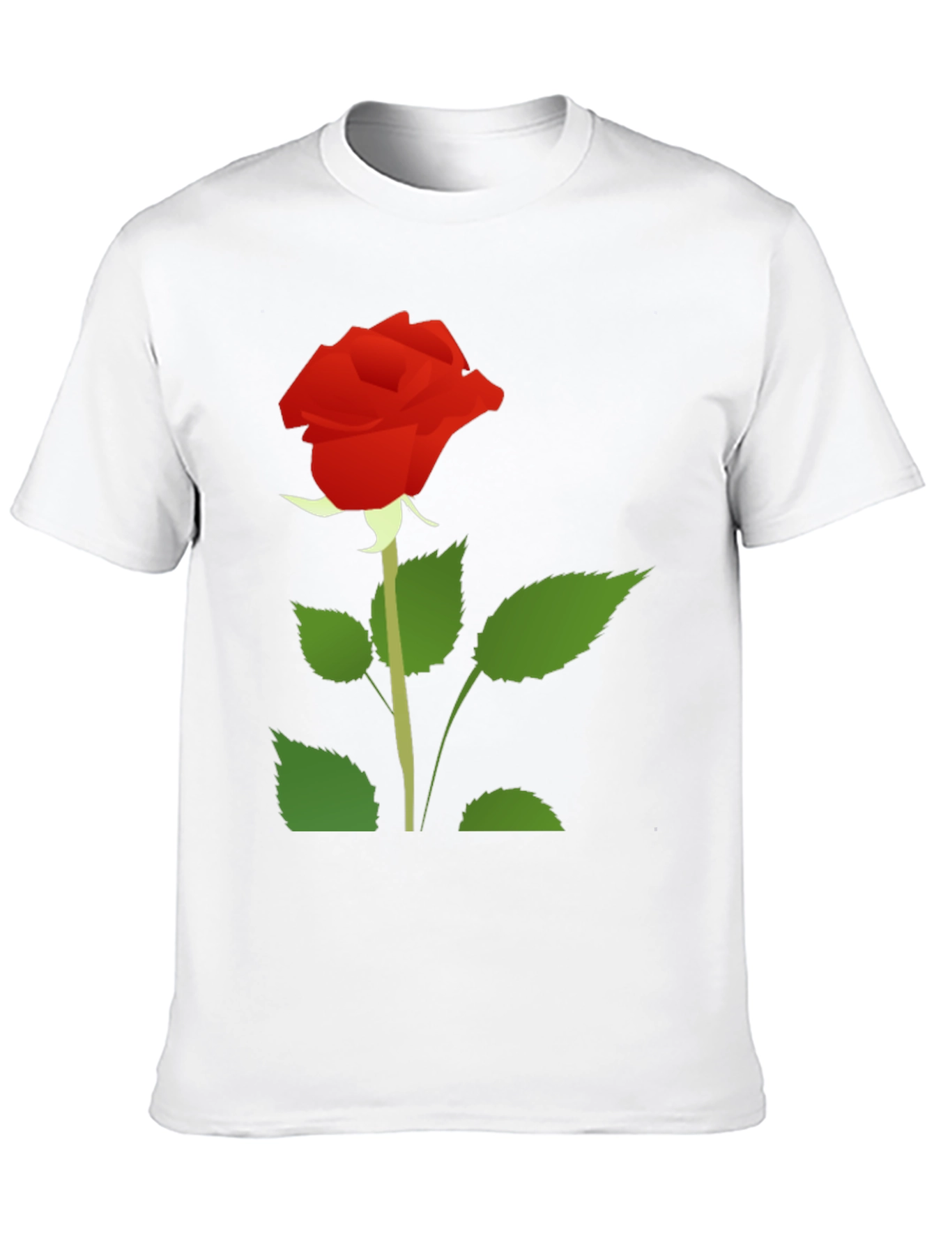 Black T-Shirt with Red Rose Graphic Print