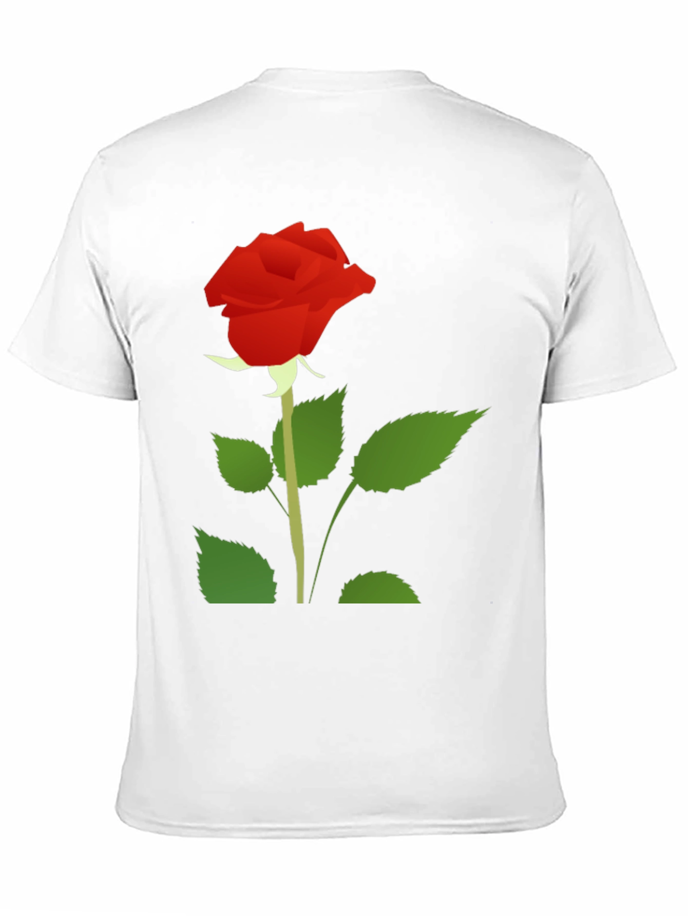 Black T-Shirt with Red Rose Graphic Print