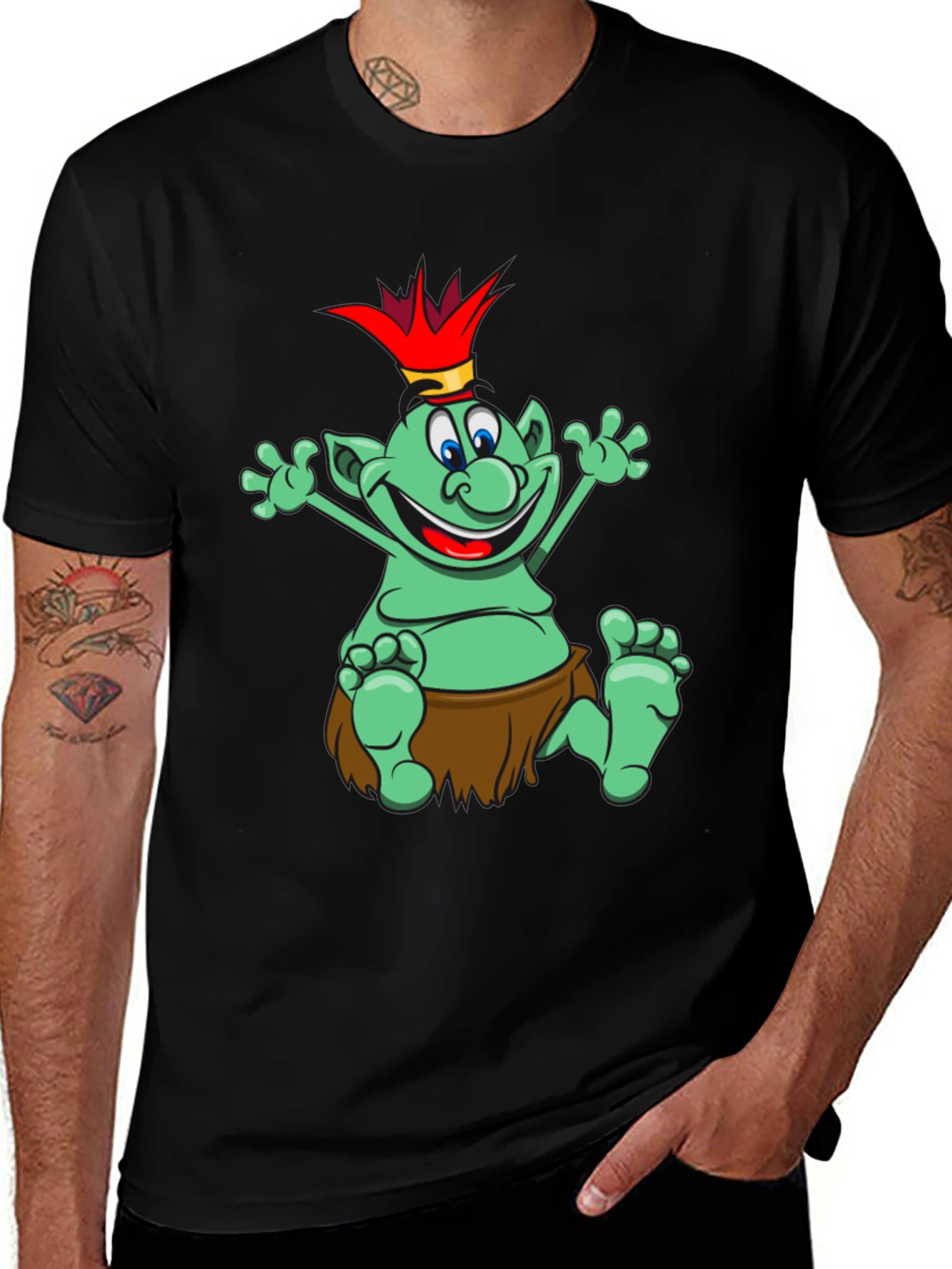 Funny Cartoon Troll King Graphic Tee