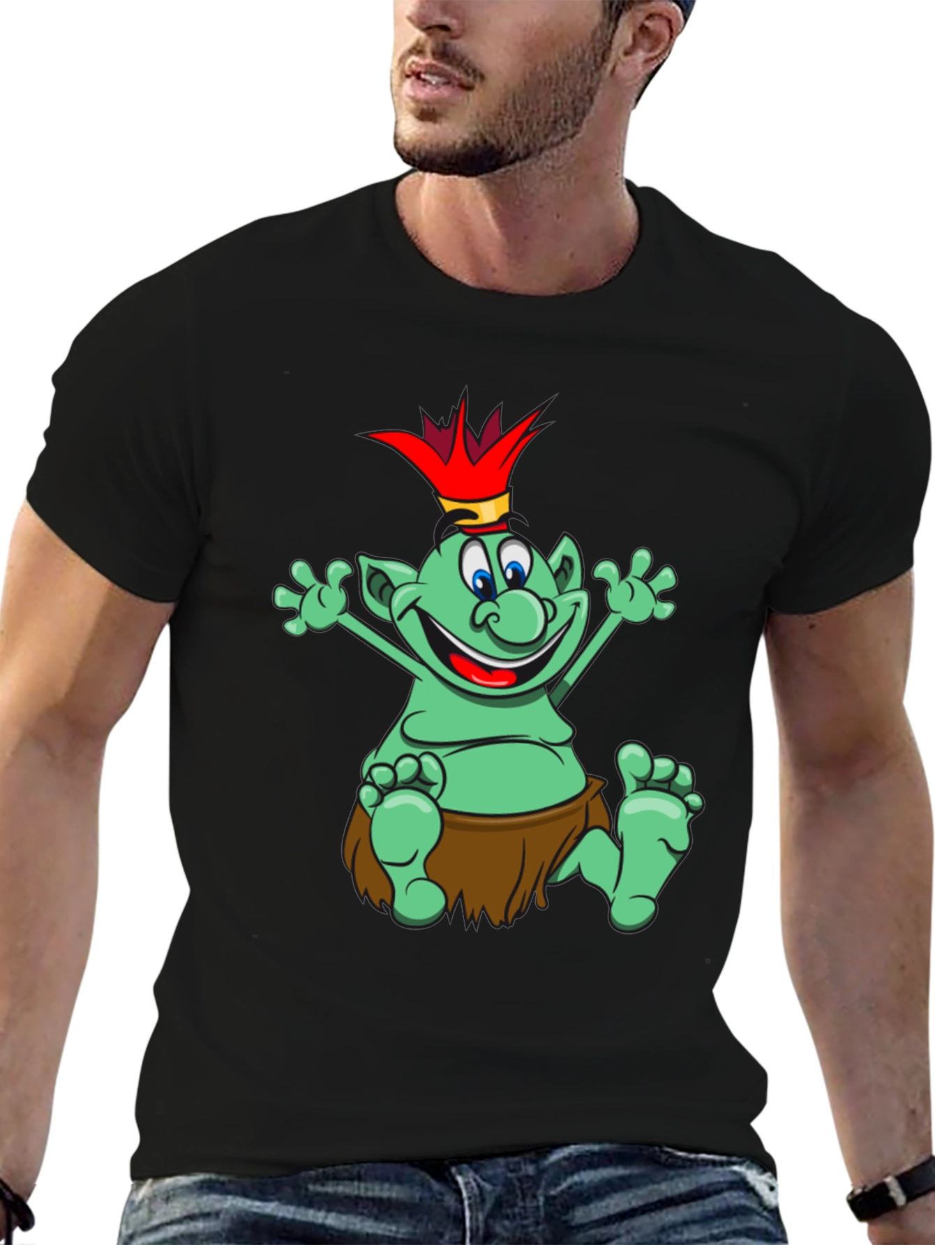 Funny Cartoon Troll King Graphic Tee