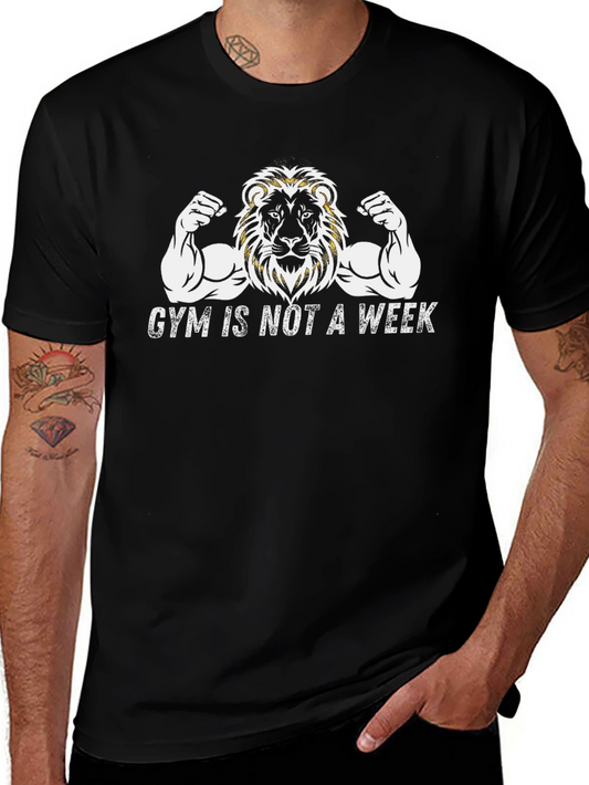 Gym Lion Graphic Tee - Fitness Motivation