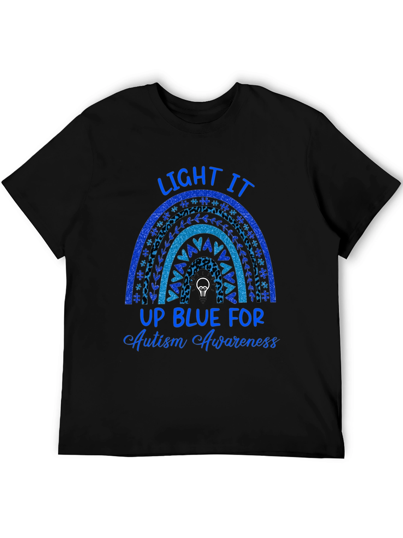 Autism Awareness T-Shirt Light It Up Blue Rainbow Tee