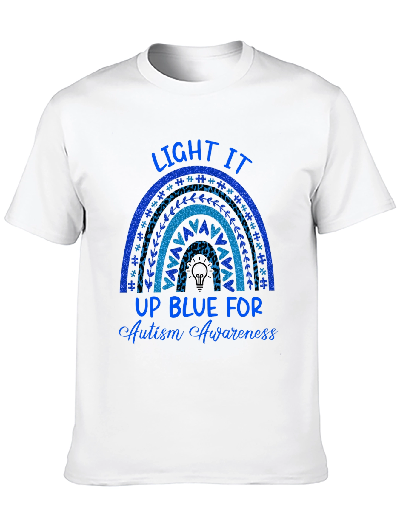 Autism Awareness T-Shirt Light It Up Blue Rainbow Tee
