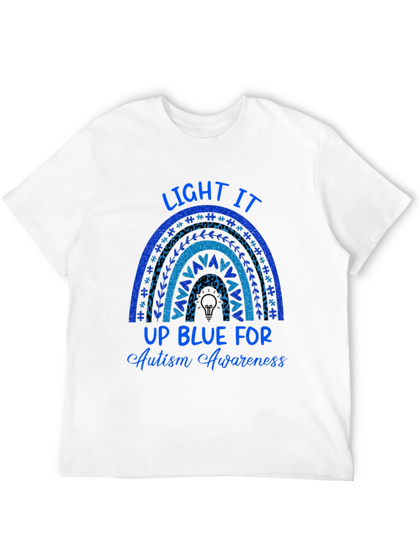 Autism Awareness T-Shirt Light It Up Blue Rainbow Tee