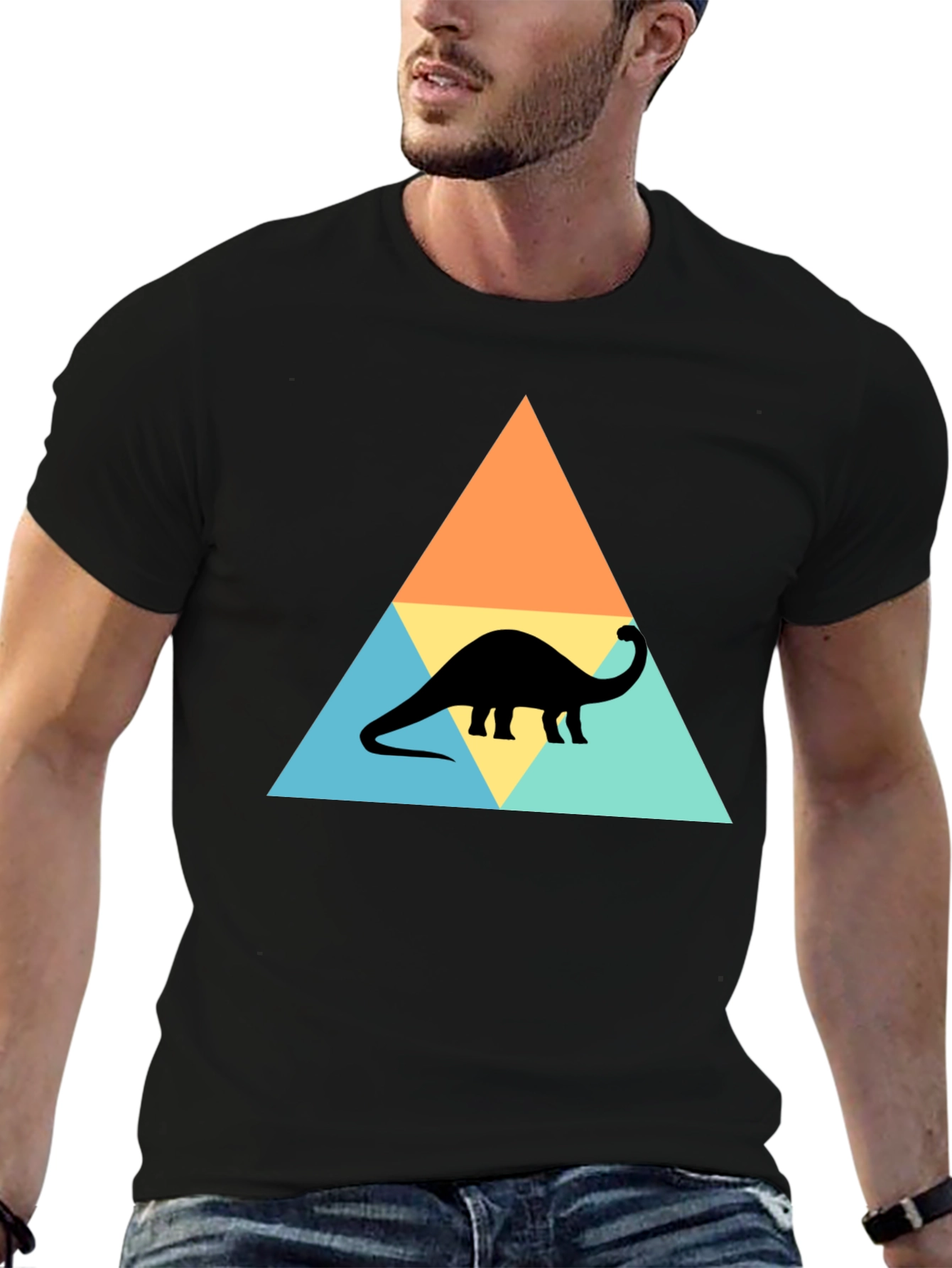 Dino Triangle Tee - Retro Style Brontosaurus T-Shirt