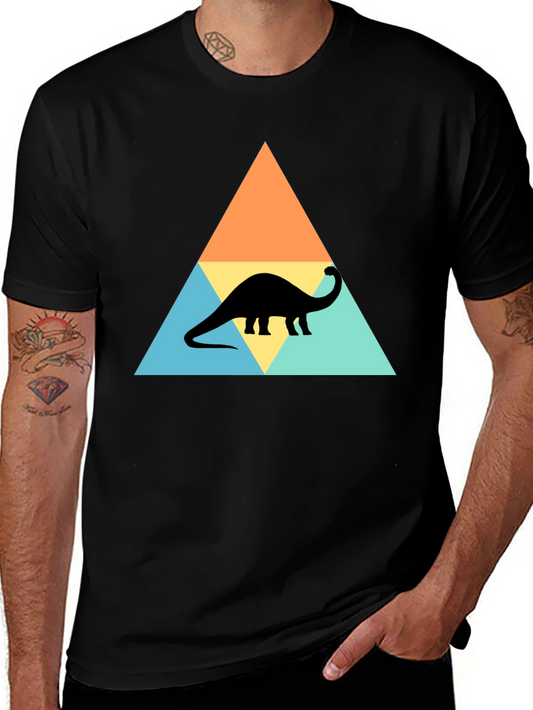 Dino Triangle Tee - Retro Style Brontosaurus T-Shirt