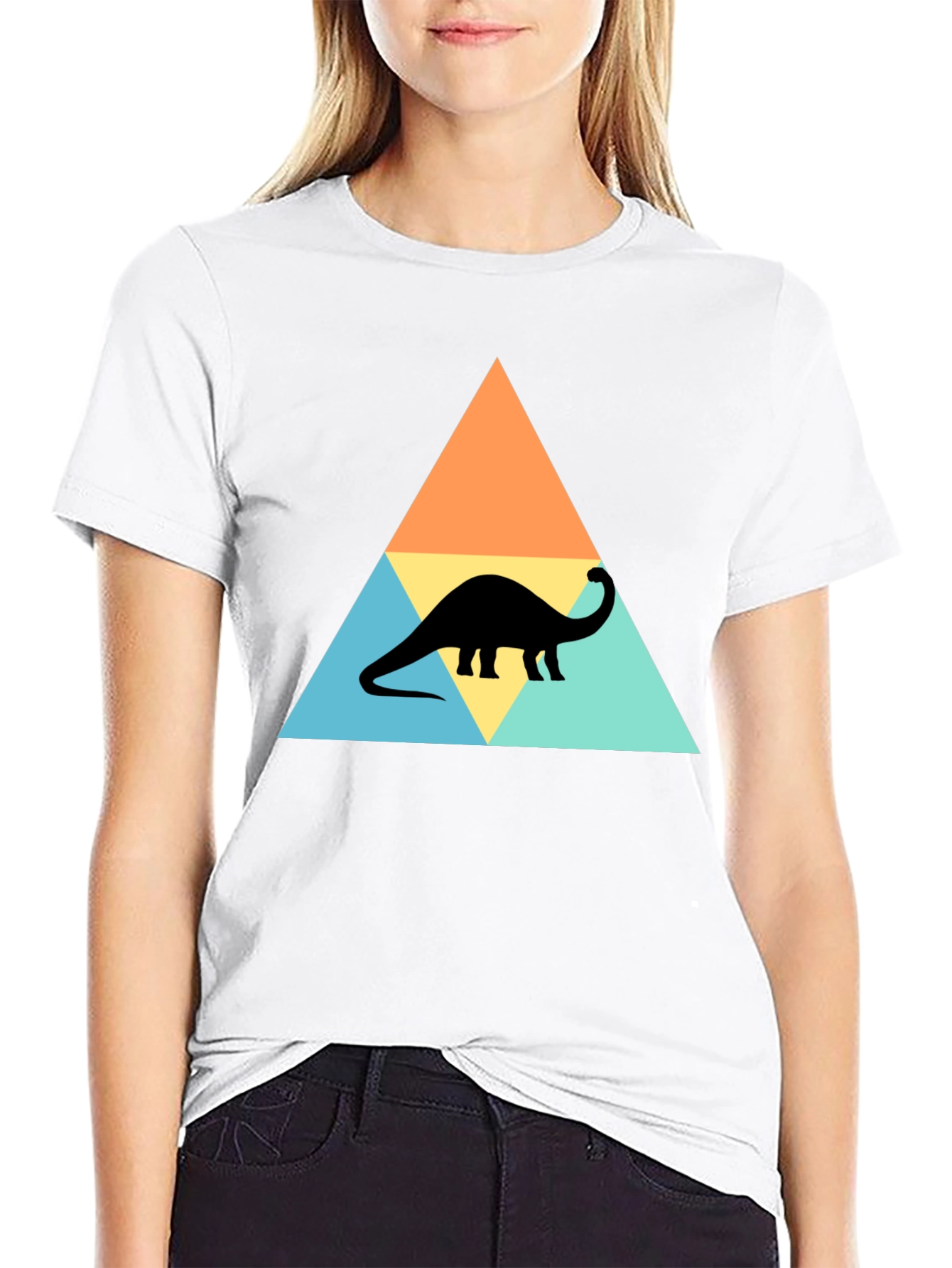 Dino Triangle Tee - Retro Style Brontosaurus T-Shirt