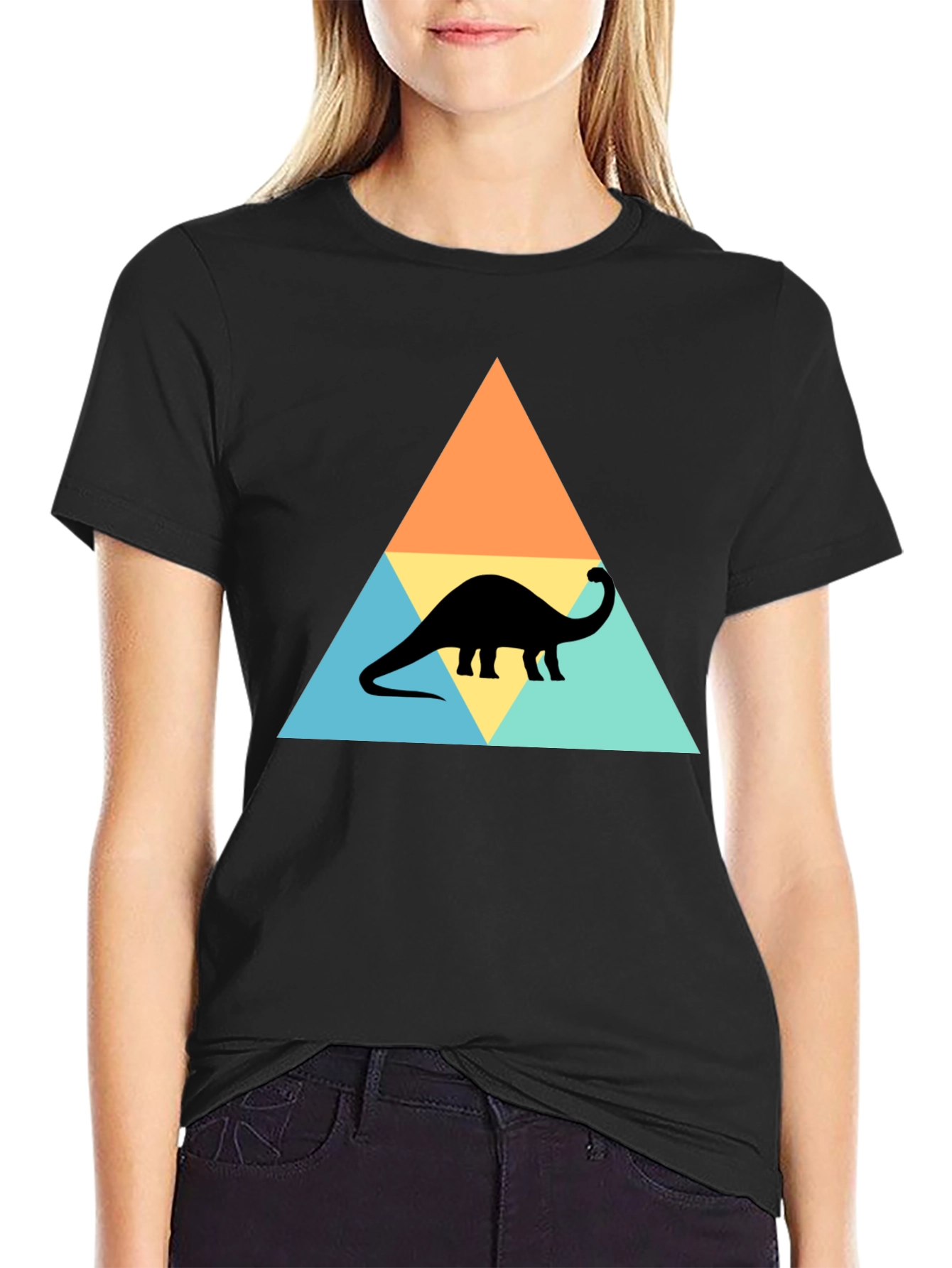 Dino Triangle Tee - Retro Style Brontosaurus T-Shirt