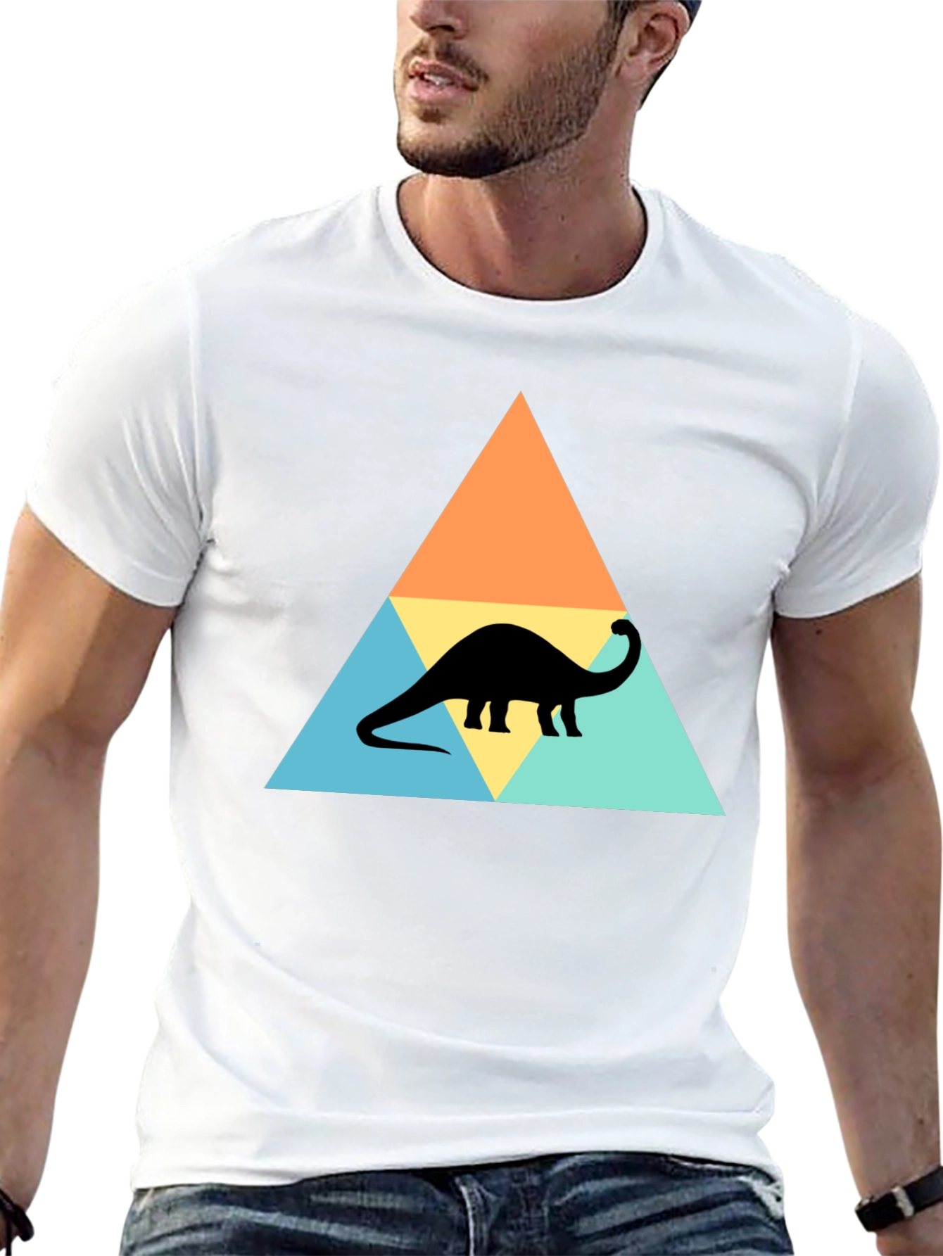 Dino Triangle Tee - Retro Style Brontosaurus T-Shirt