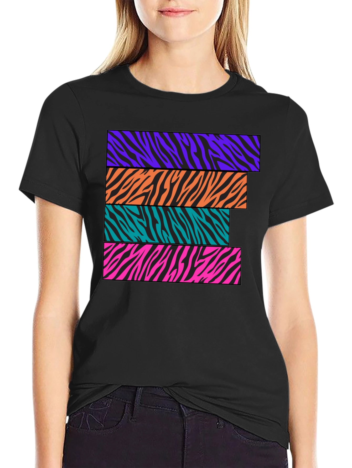 Zebra Stripe Graphic Tee - Retro Style