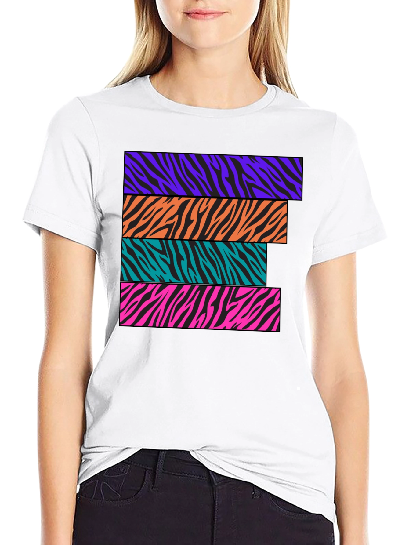 Zebra Stripe Graphic Tee - Retro Style