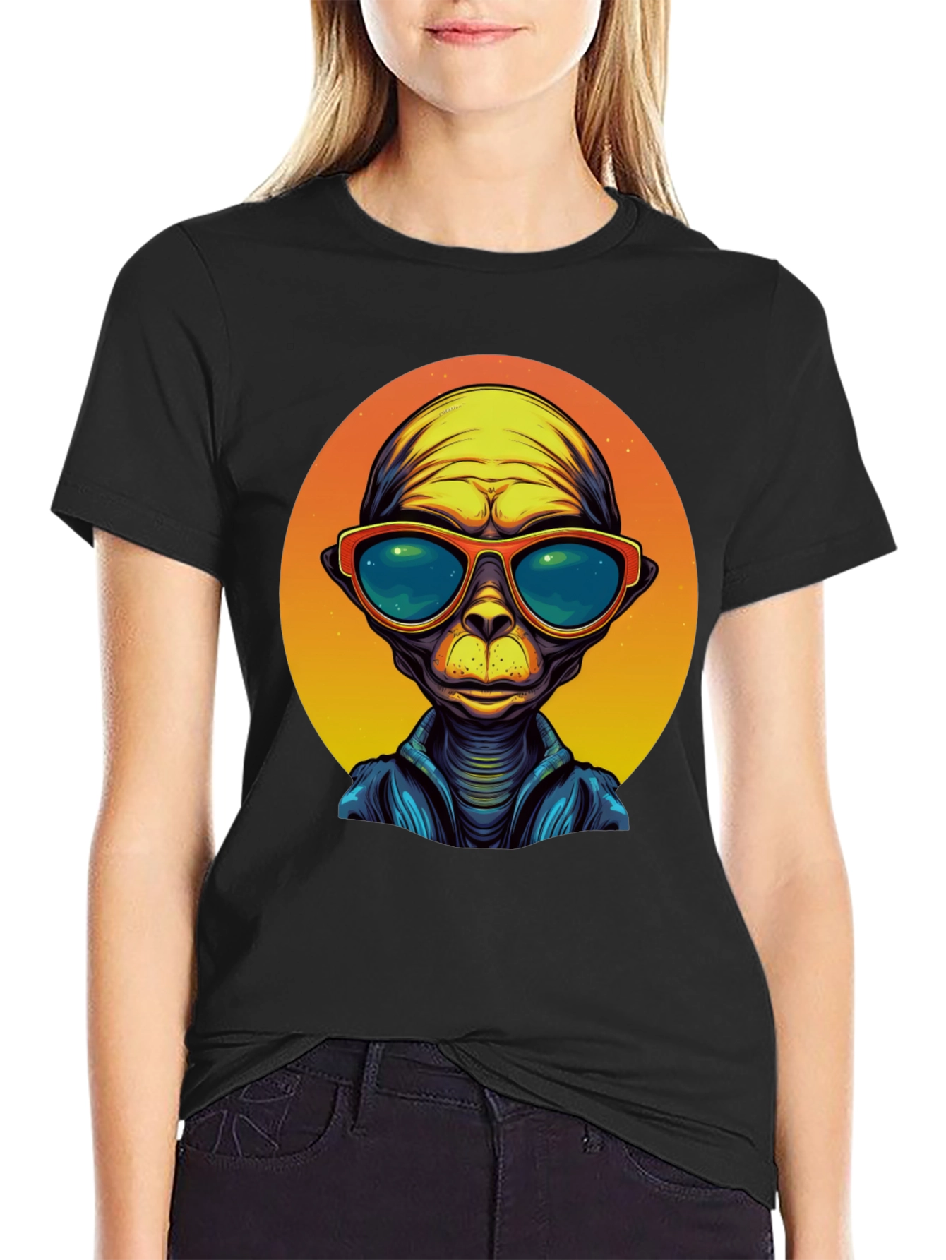 Cool Alien Graphic Tee - Mens Black T-Shirt