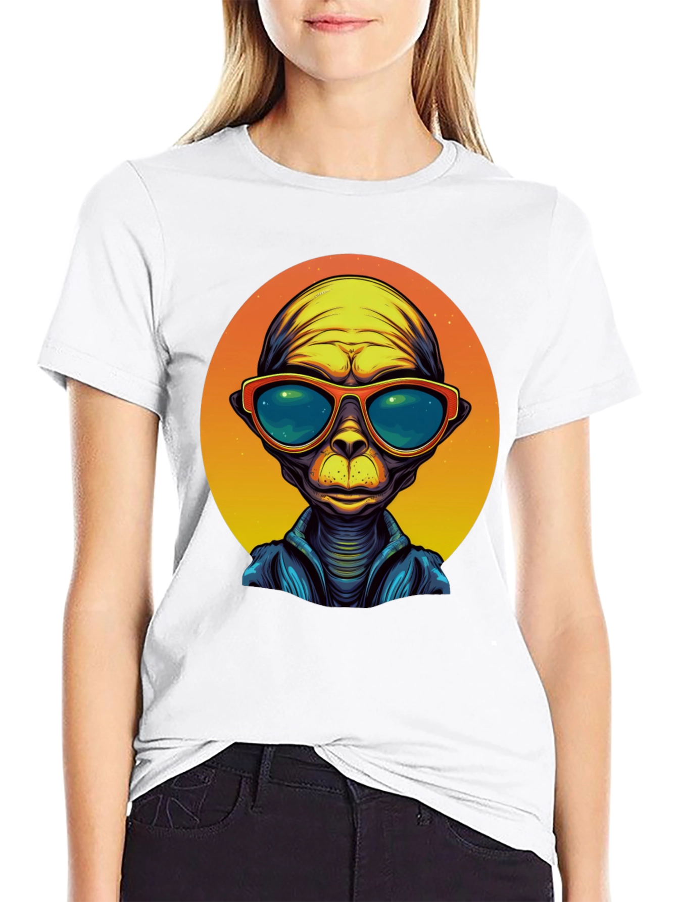 Cool Alien Graphic Tee - Mens Black T-Shirt