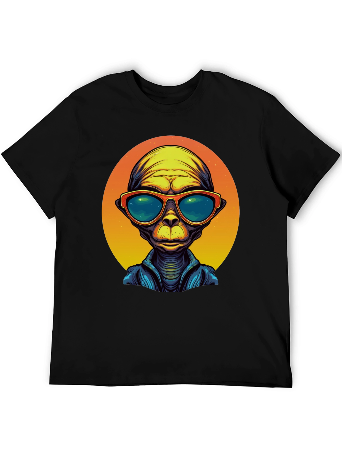 Cool Alien Graphic Tee - Mens Black T-Shirt