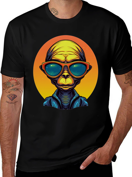 Cool Alien Graphic Tee - Mens Black T-Shirt