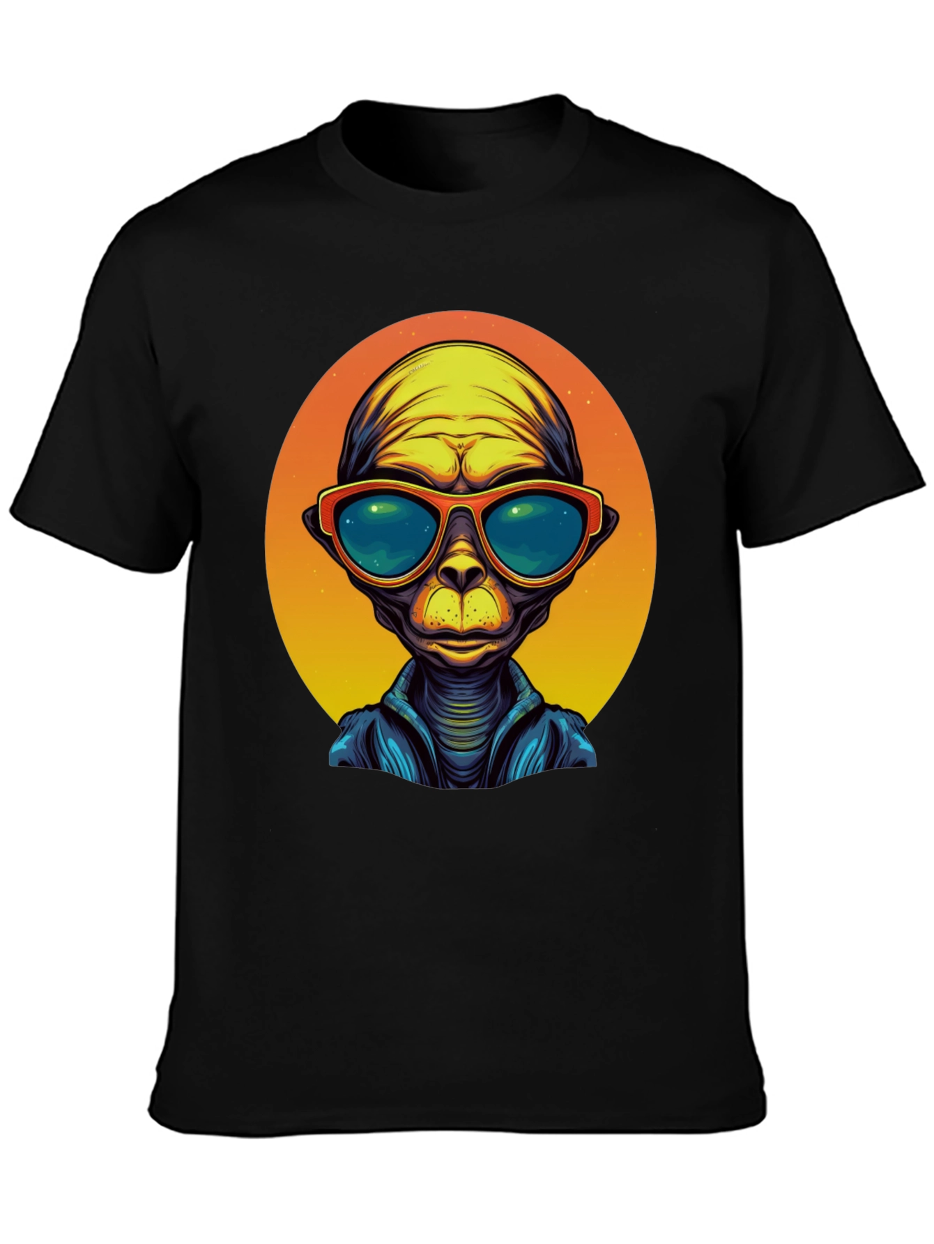 Cool Alien Graphic Tee - Mens Black T-Shirt