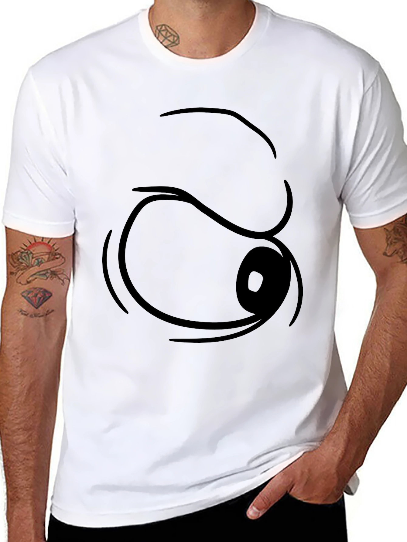 Funny Cartoon Eye T-Shirt - Black Graphic Tee