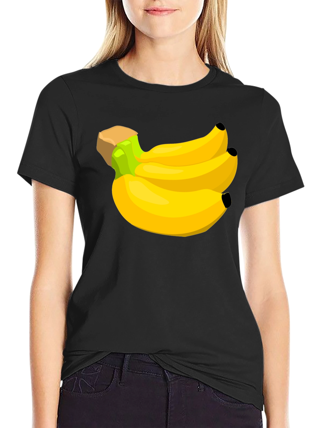 Banana Bunch Graphic Tee - Black Cotton T-Shirt