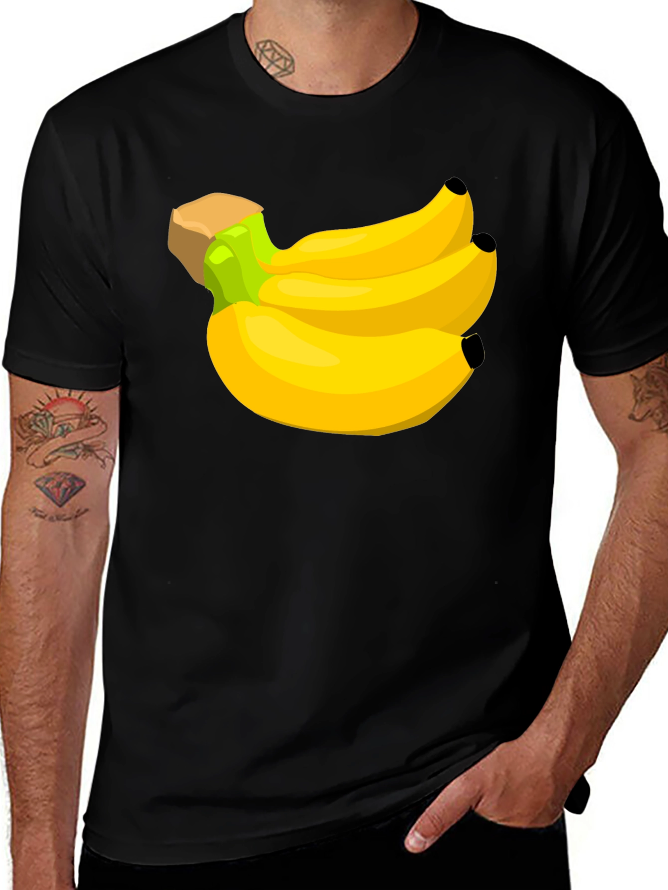 Banana Bunch Graphic Tee - Black Cotton T-Shirt
