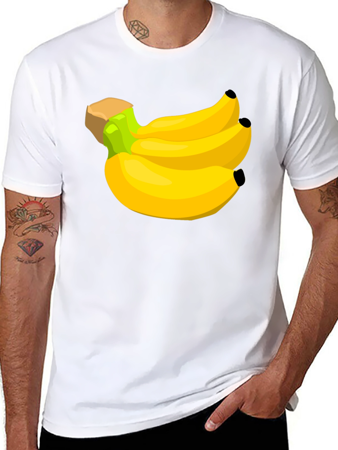 Banana Bunch Graphic Tee - Black Cotton T-Shirt
